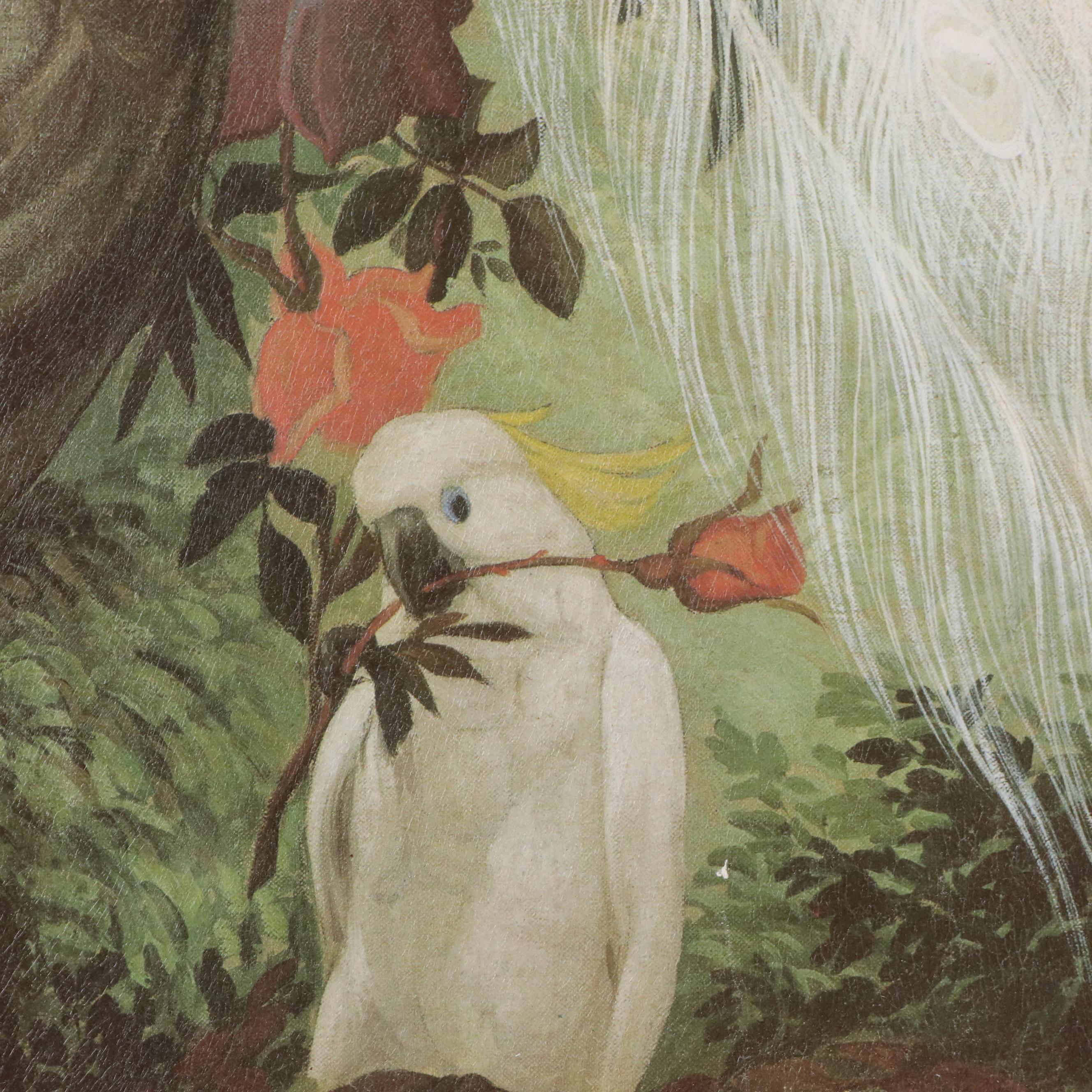 Offset Lithgraph After Jessie Arms Botke "White Peacock, Cockatoos, and Flowers"