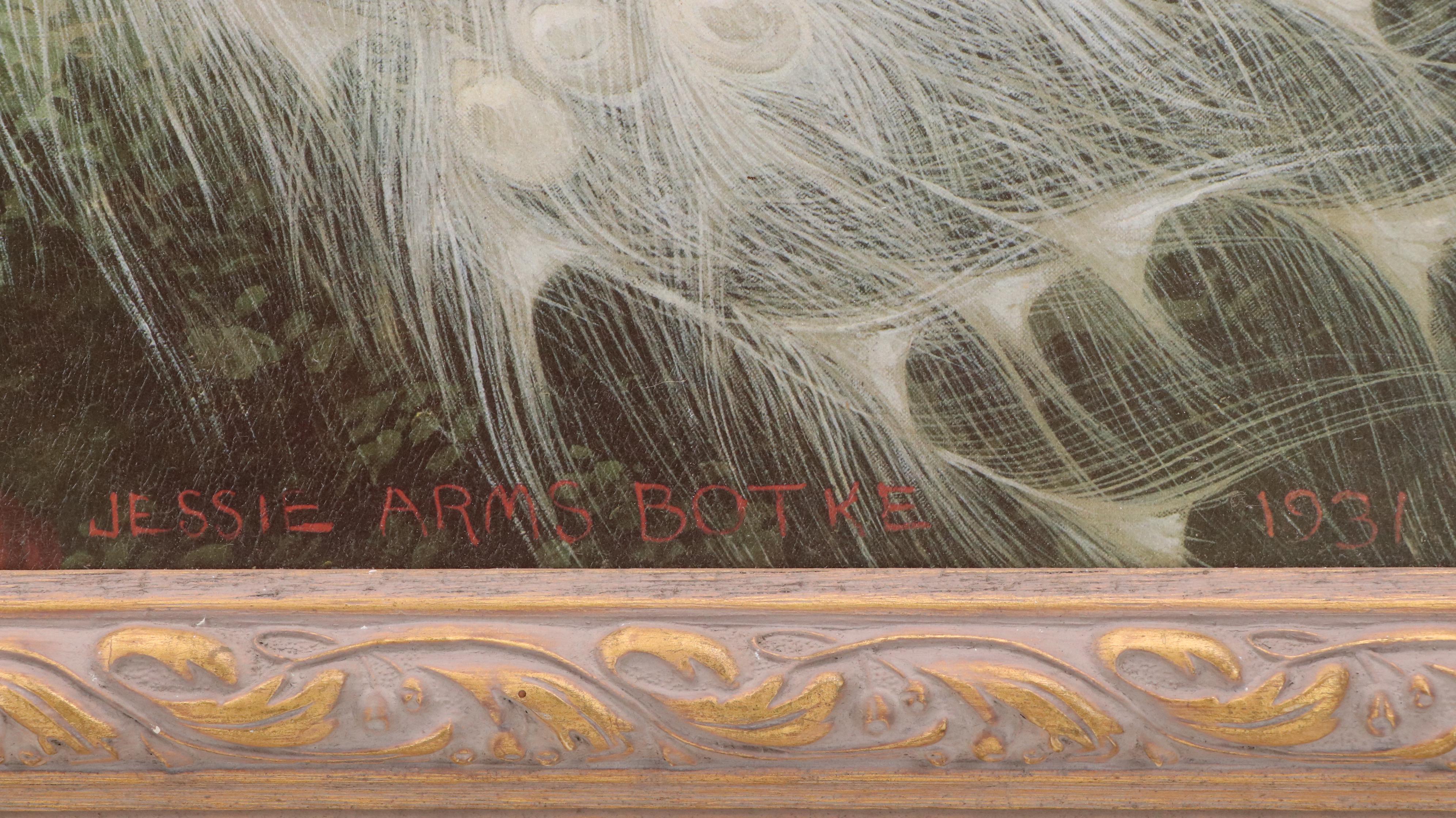 Offset Lithgraph After Jessie Arms Botke "White Peacock, Cockatoos, and Flowers"