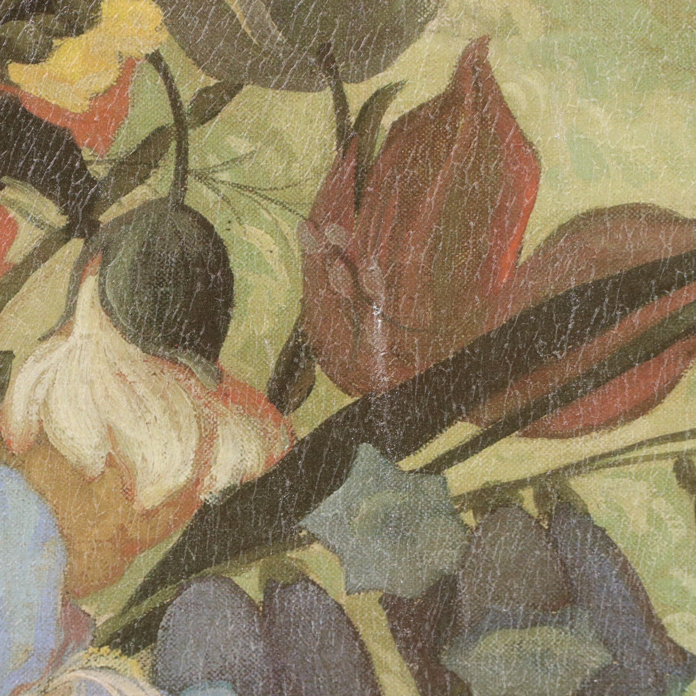 Offset Lithgraph After Jessie Arms Botke "White Peacock, Cockatoos, and Flowers"