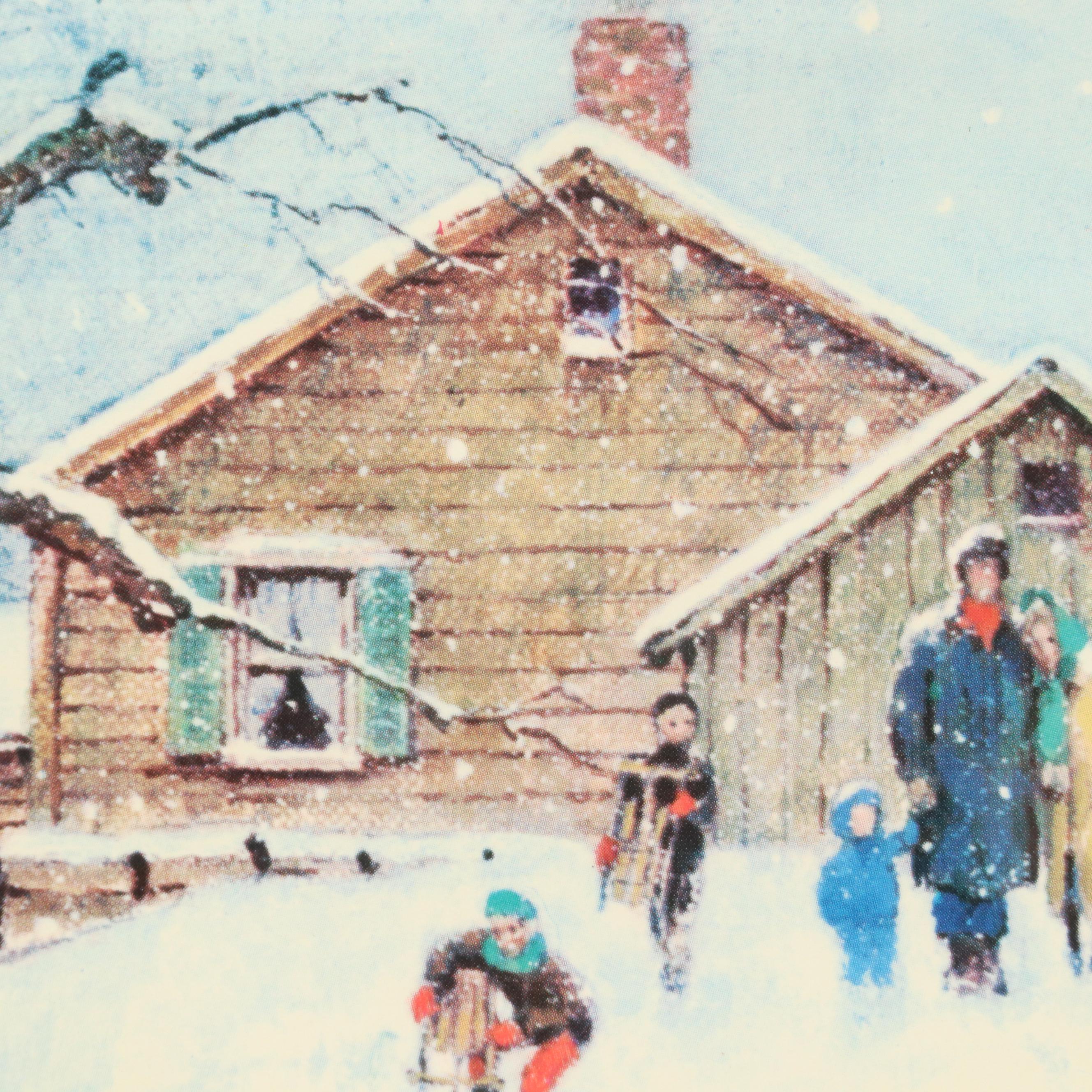 Landscape Offset Lithograph "Winter" After Norman Rockwell