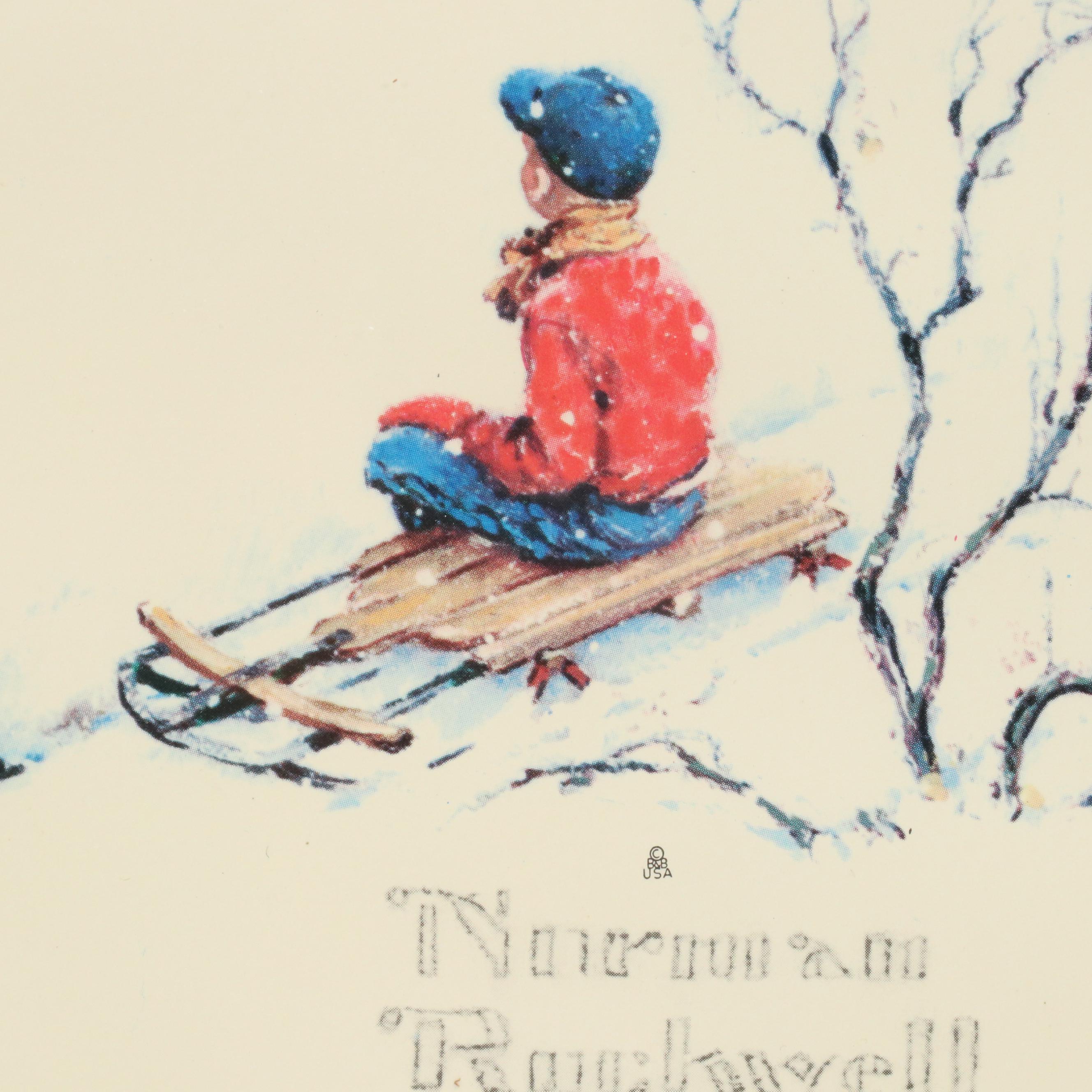 Landscape Offset Lithograph "Winter" After Norman Rockwell