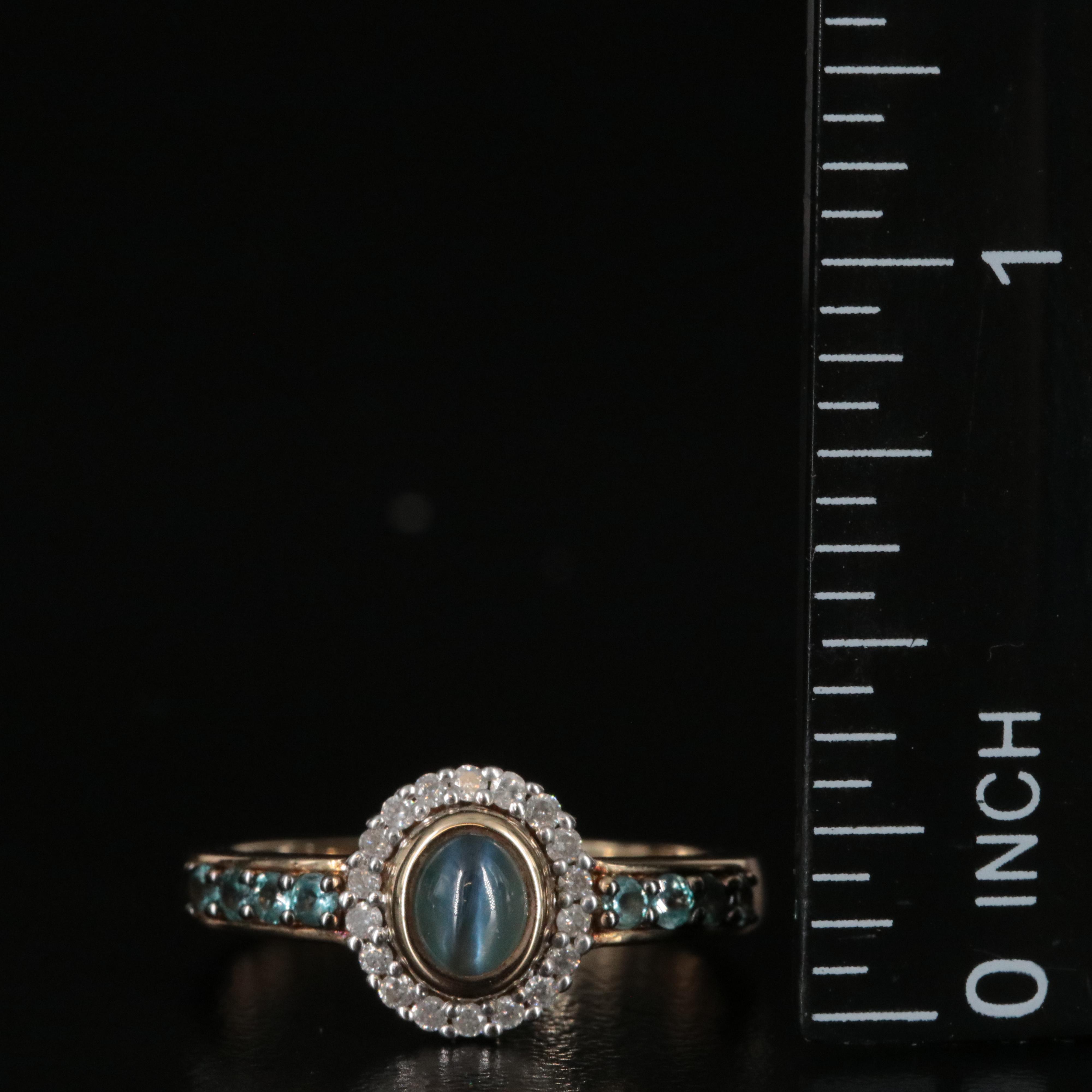 Sterling Alexandrite Cat's Eye, Alexandrite and Diamond Ring