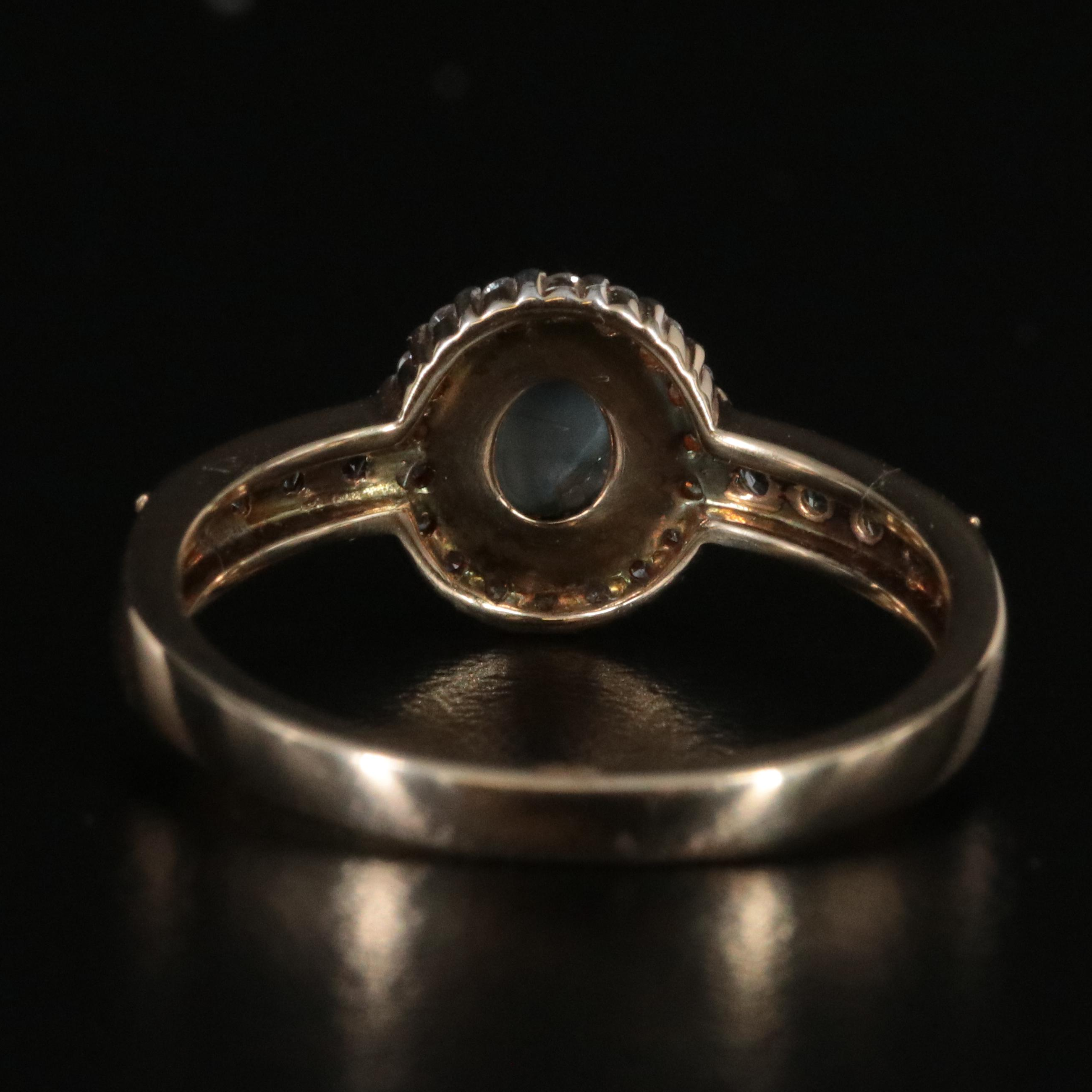 Sterling Alexandrite Cat's Eye, Alexandrite and Diamond Ring