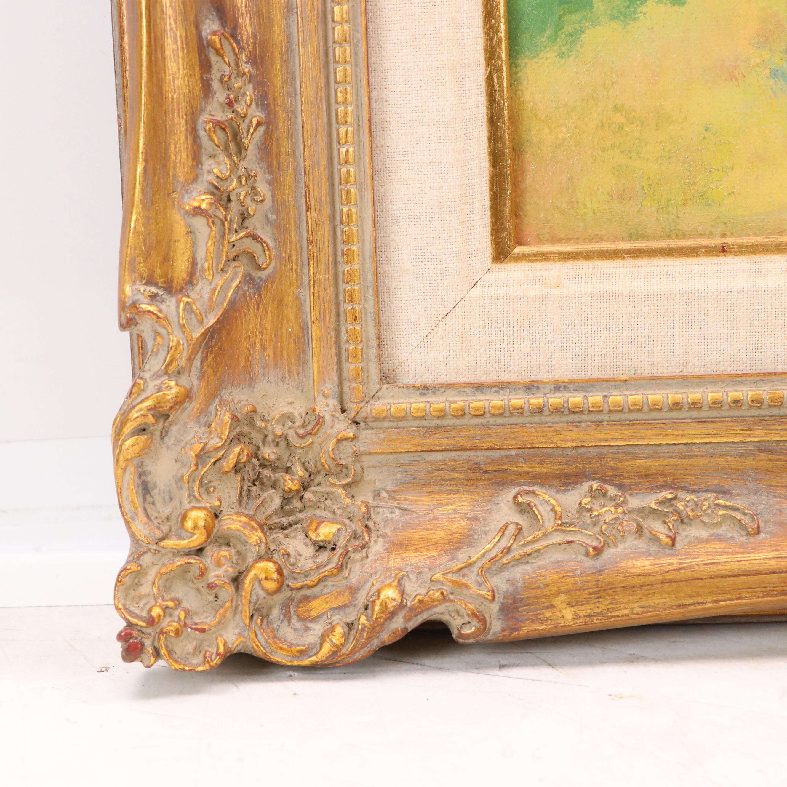 M. Von Jagow Oil Painting of Geese Following Figure, Mid–Late 20th Century