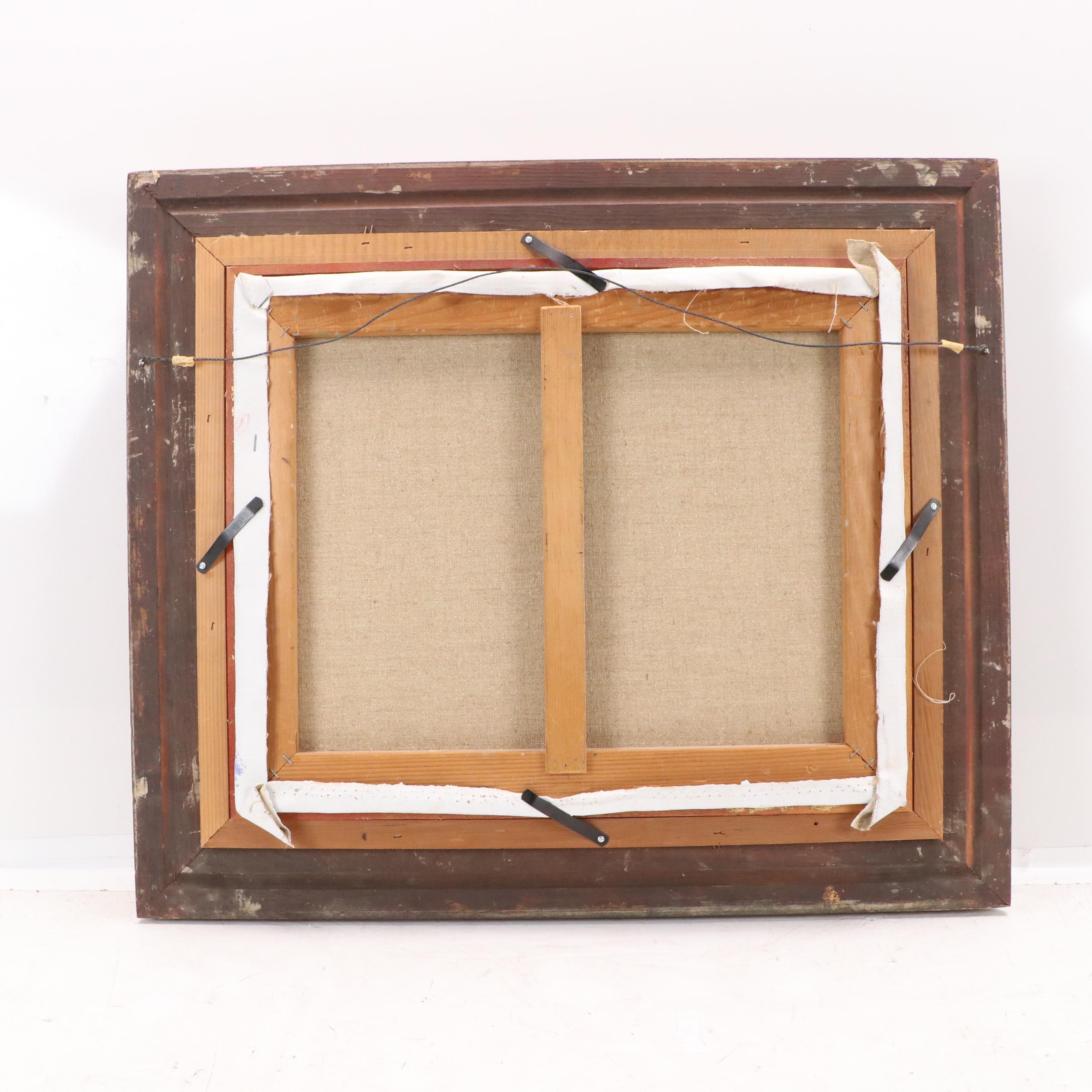 M. Von Jagow Oil Painting of Geese Following Figure, Mid–Late 20th Century