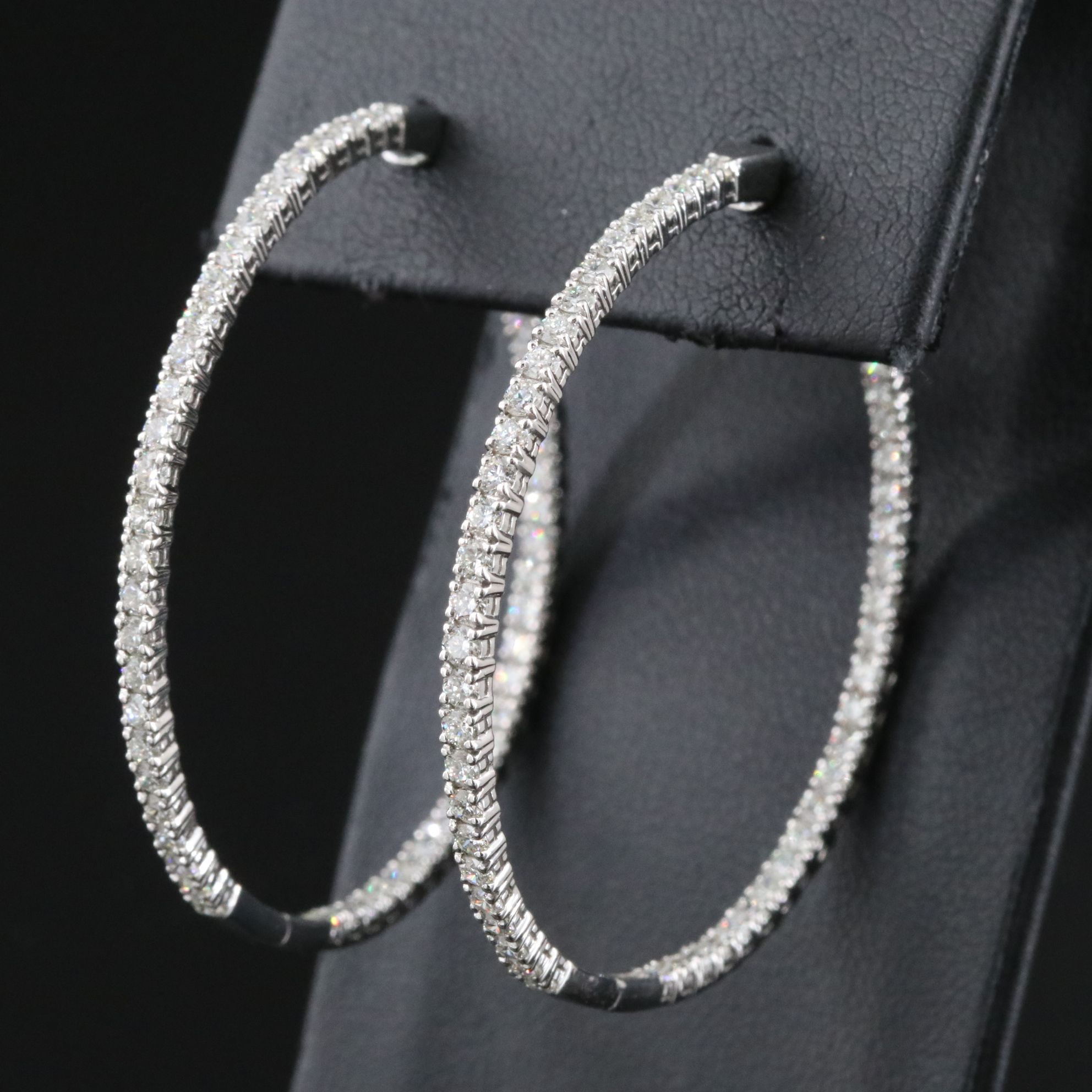 Platinum 2.92 CTW Diamond Inside Out Hoop Earrings