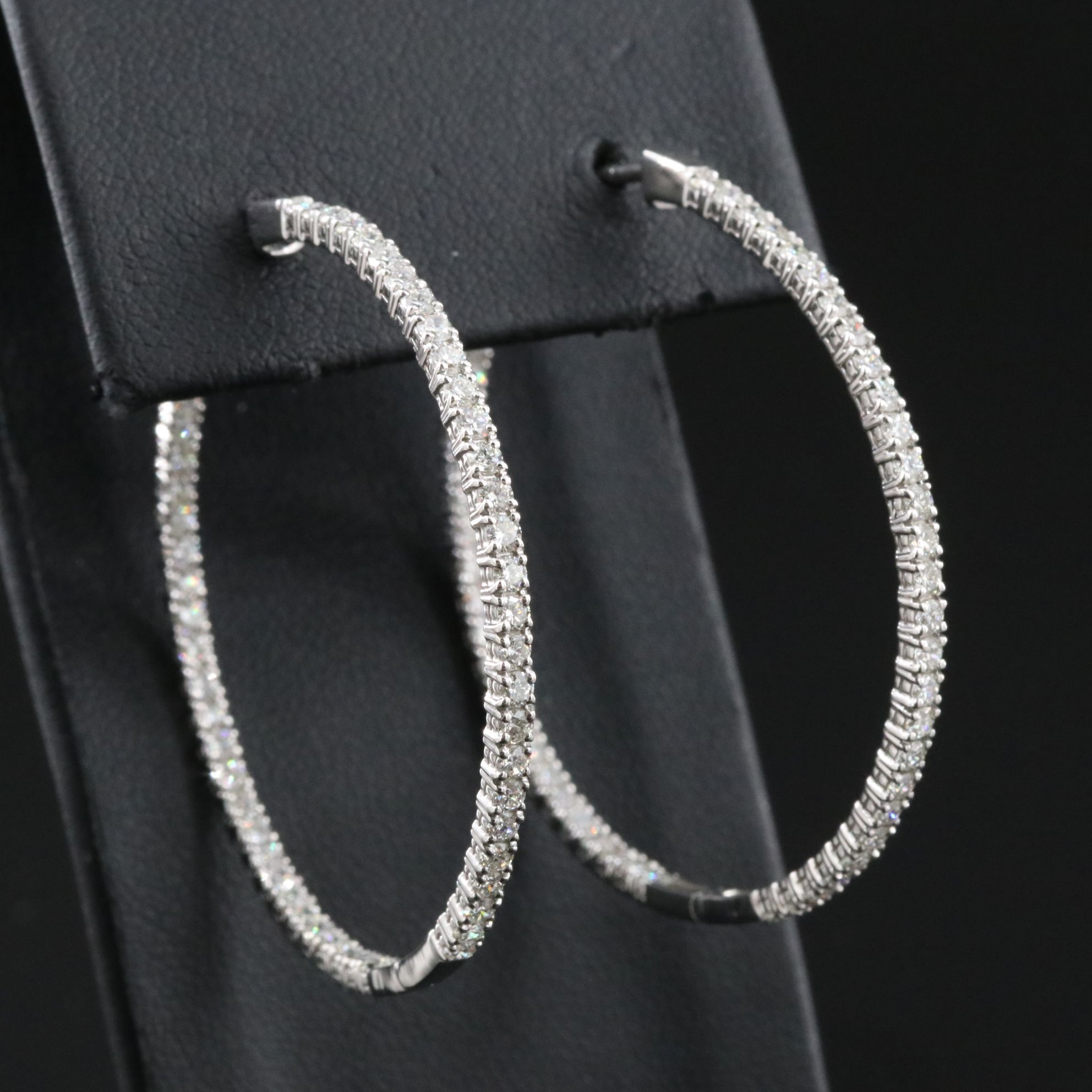 Platinum 2.92 CTW Diamond Inside Out Hoop Earrings