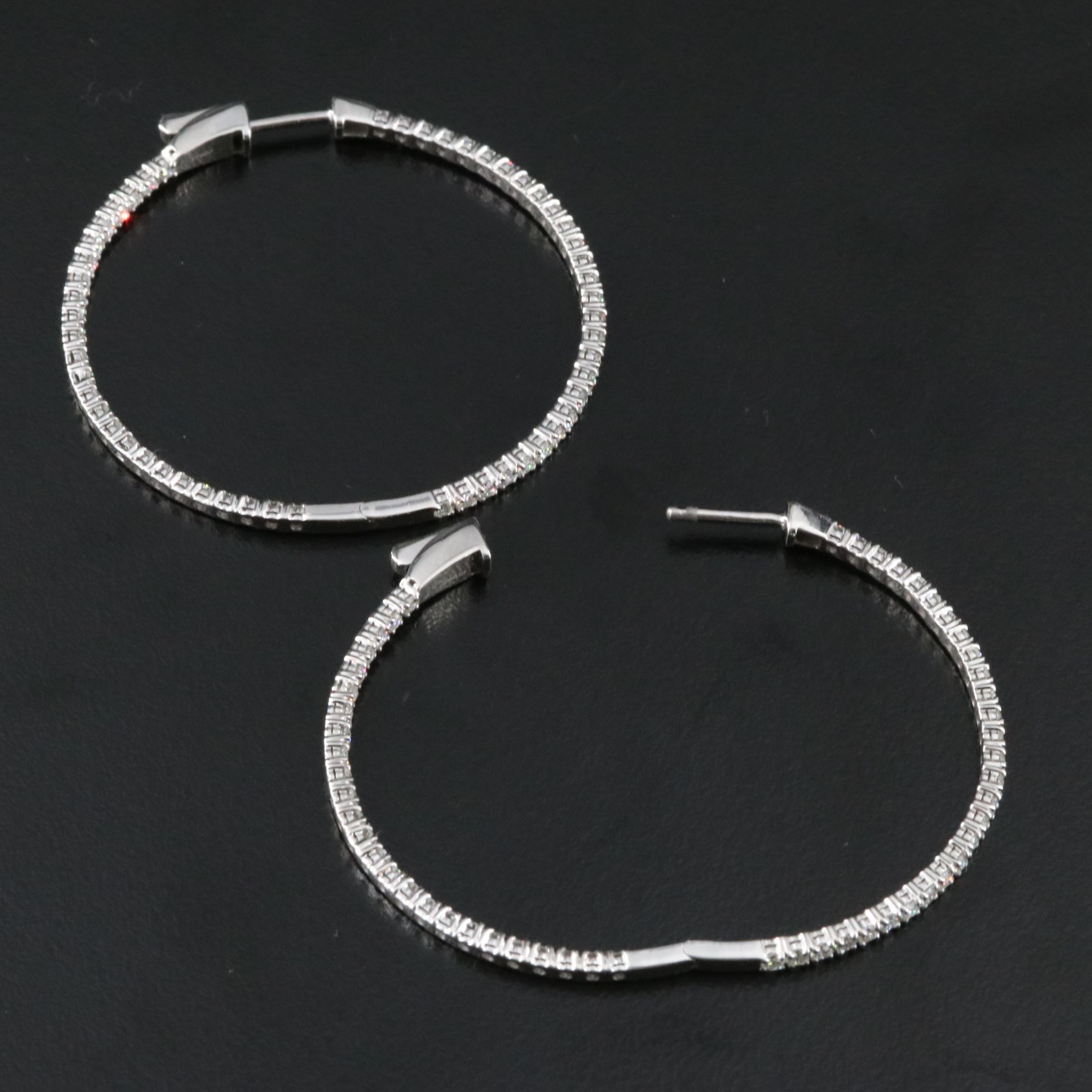 Platinum 2.92 CTW Diamond Inside Out Hoop Earrings