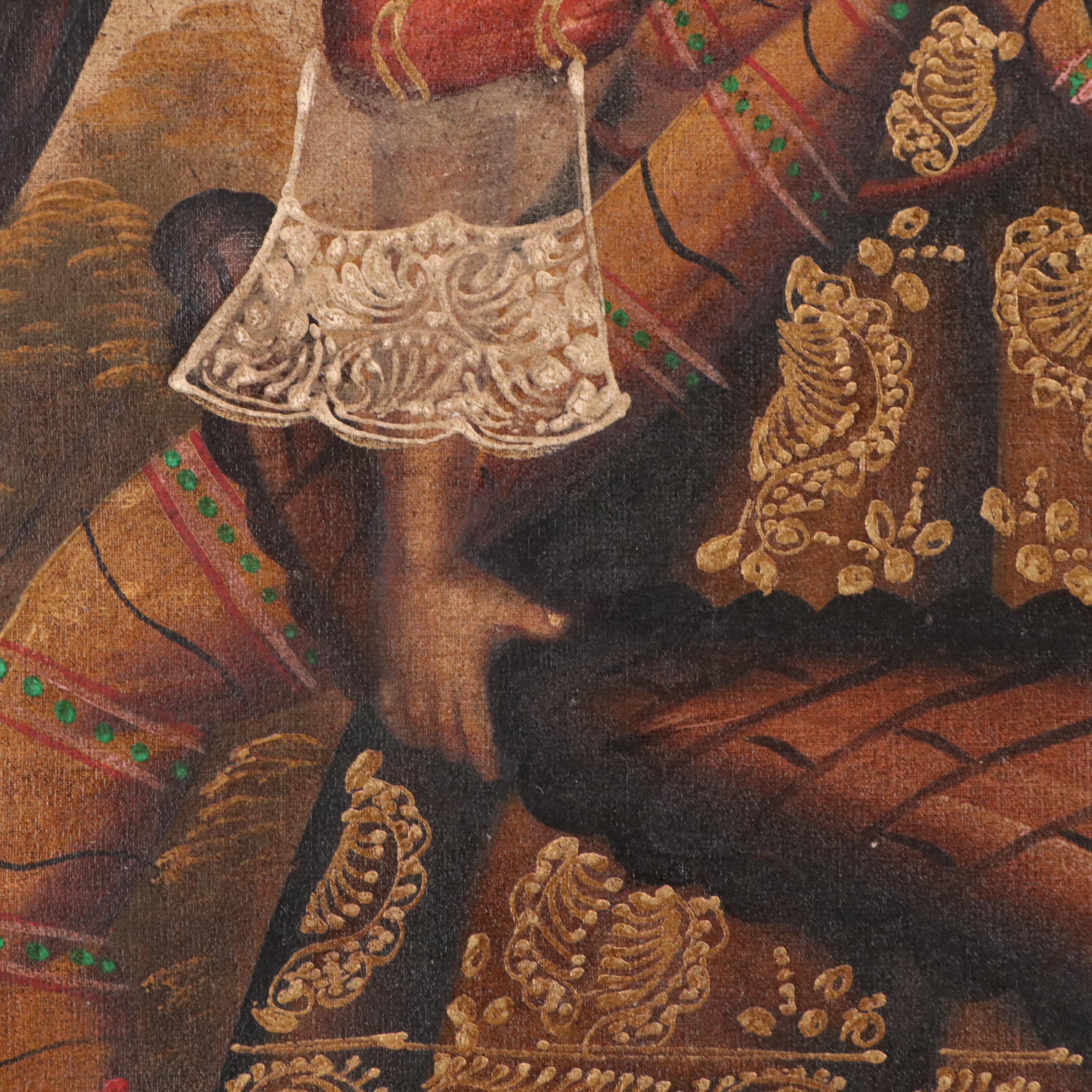 Peruvian Oil Painting of Archangel Barachiel, Mid–Late 20th Century