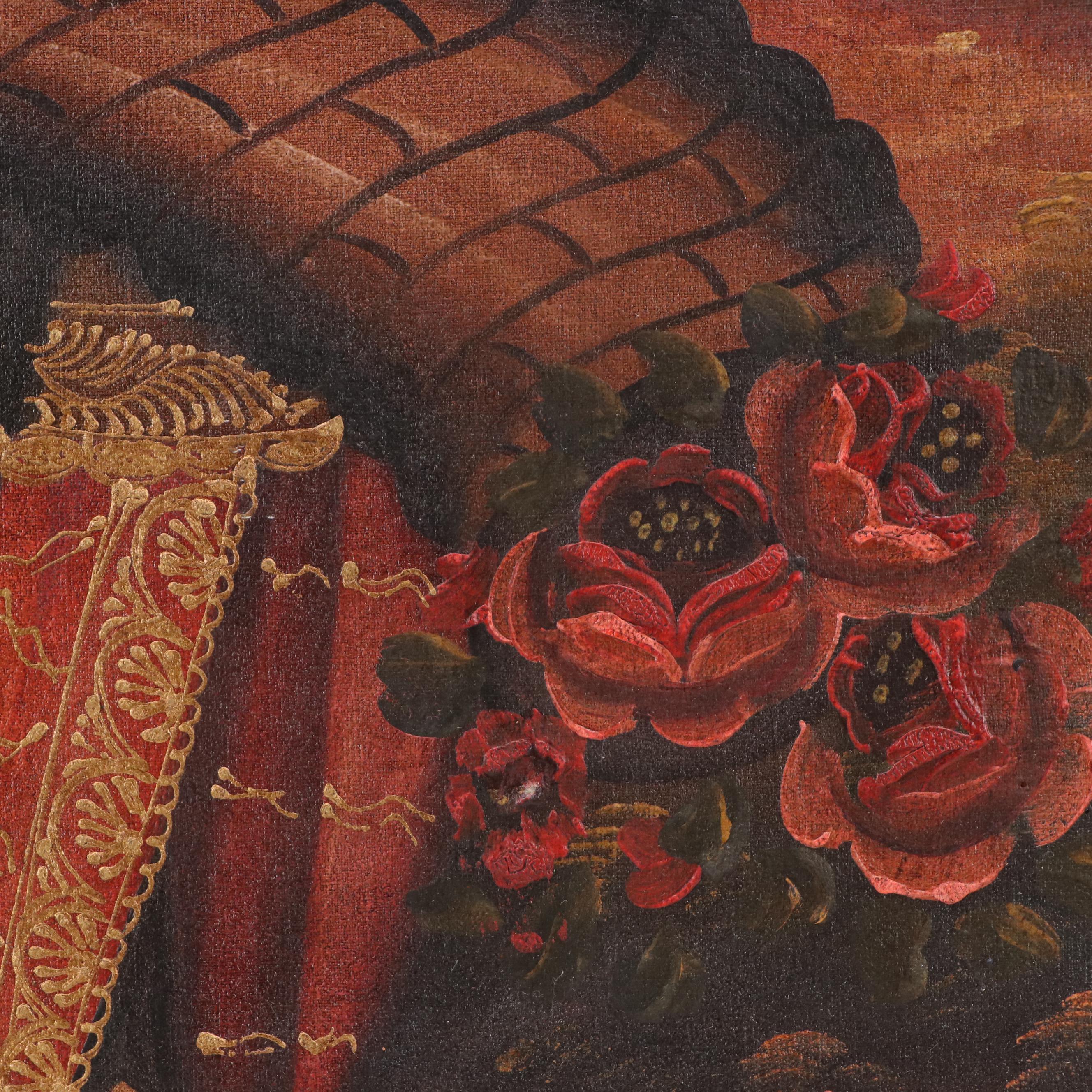 Peruvian Oil Painting of Archangel Barachiel, Mid–Late 20th Century