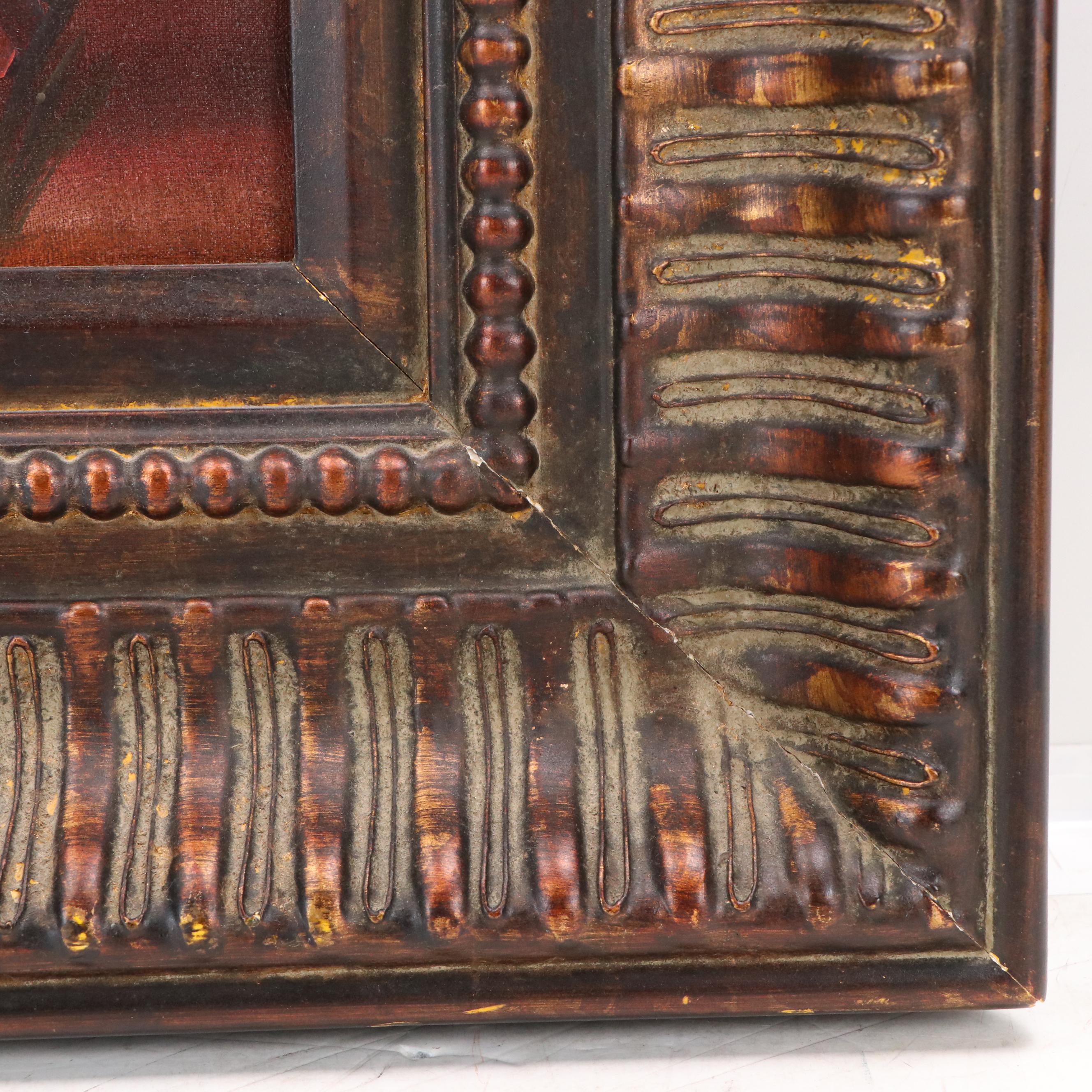 Peruvian Oil Painting of Archangel Barachiel, Mid–Late 20th Century