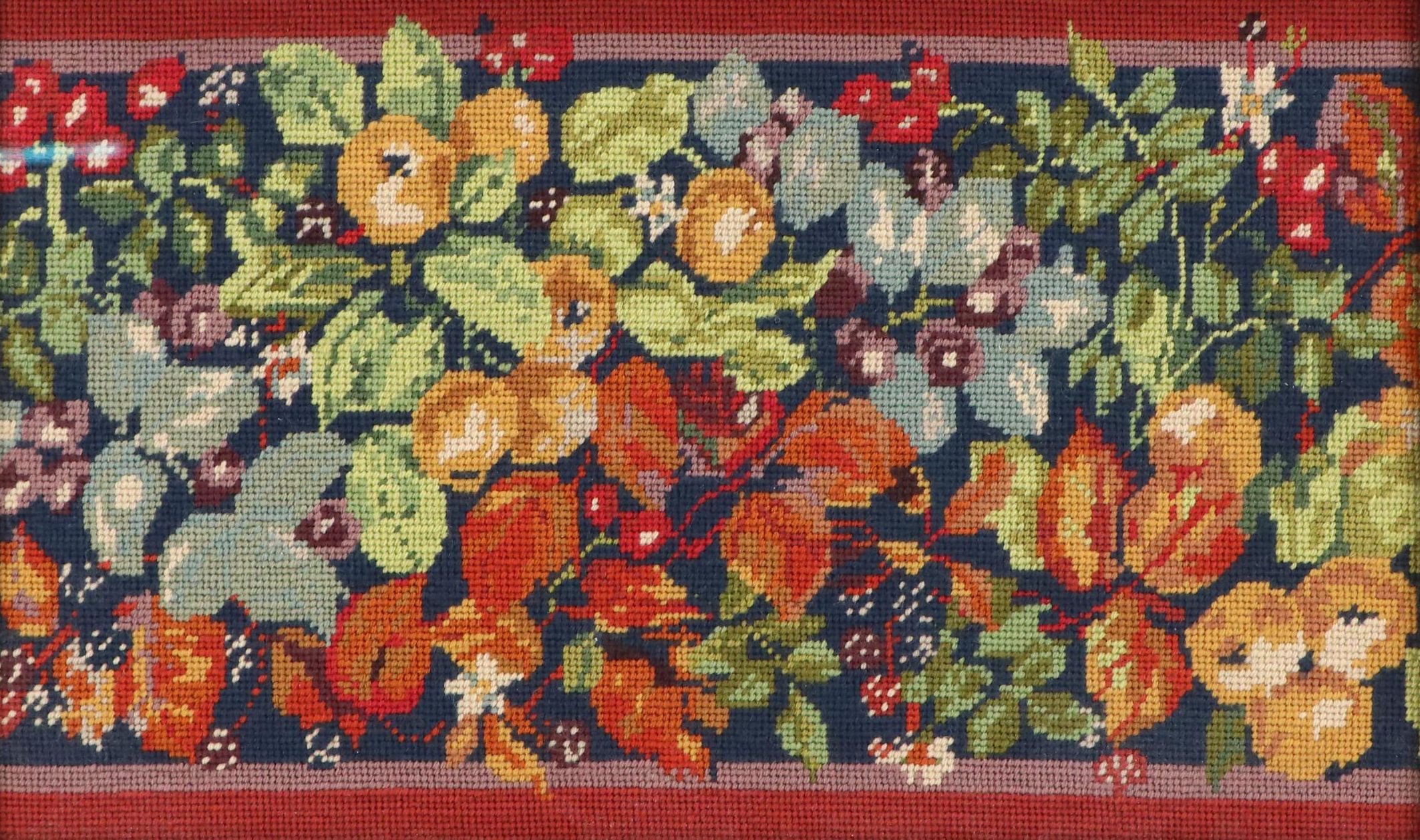 Kathleen Graf Needlepoint Panel "Autumn Hedgerow" Design by Margaret Murton