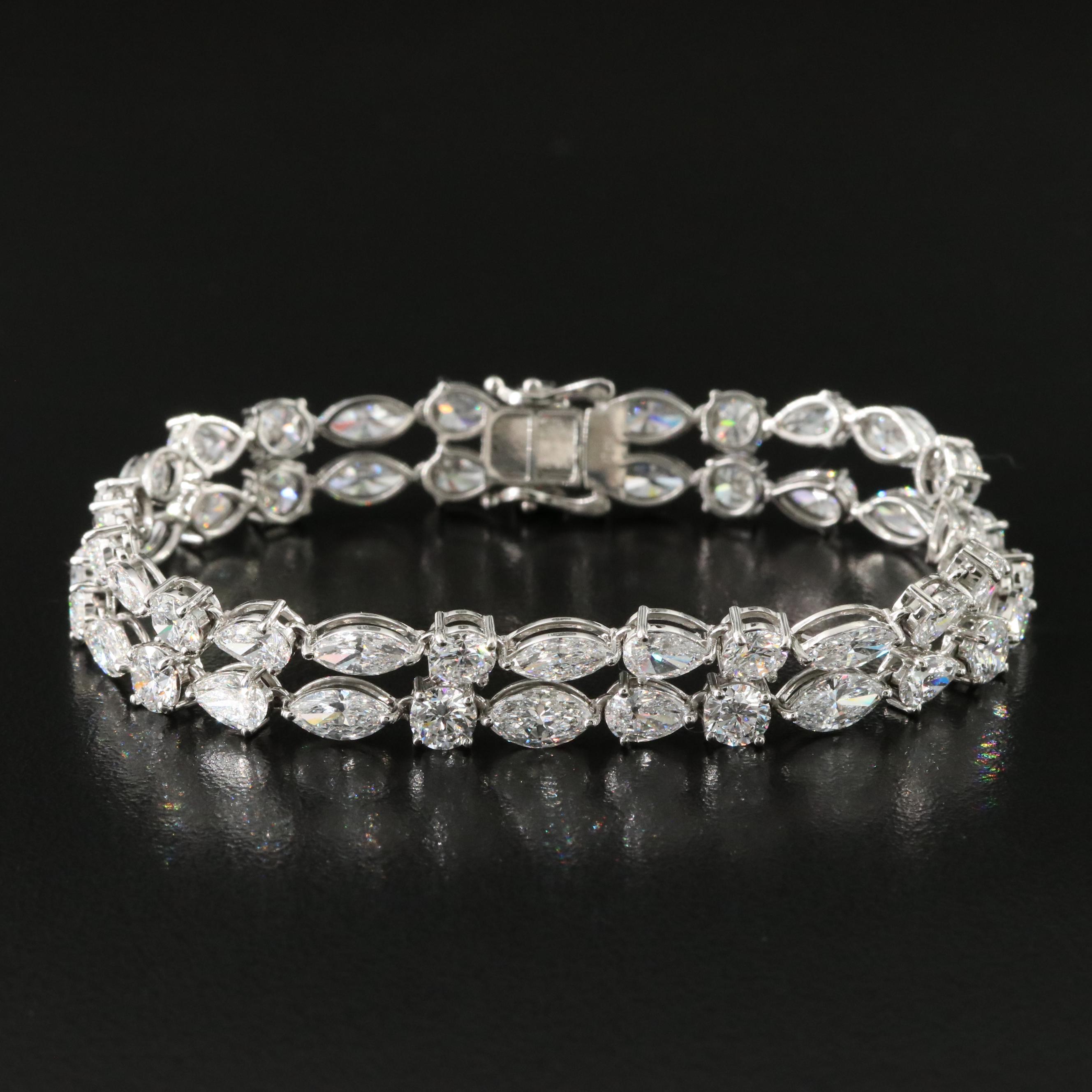 Platinum 18.21 CTW Lab Grown Diamond Double Row Bracelet