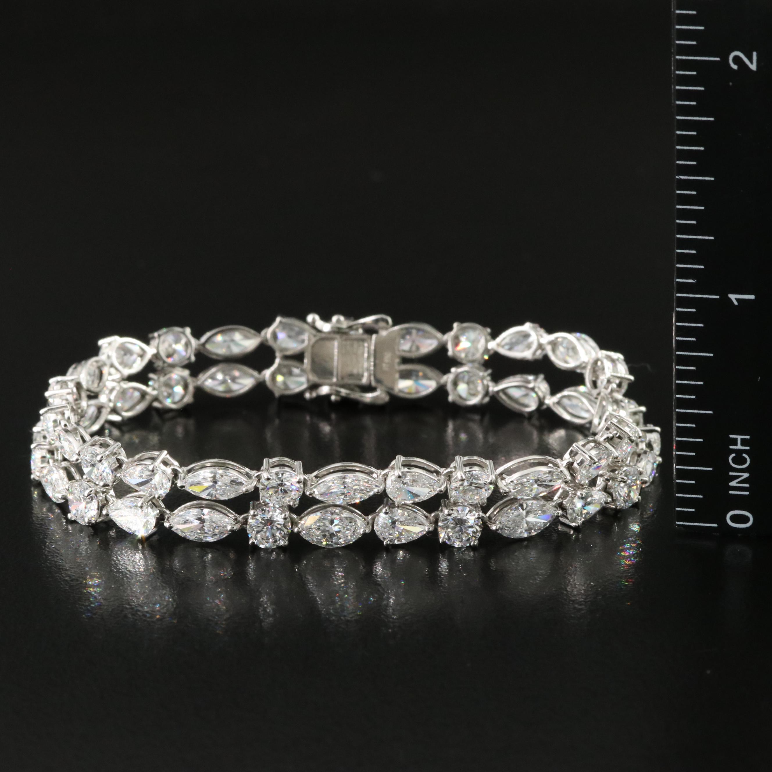Platinum 18.21 CTW Lab Grown Diamond Double Row Bracelet