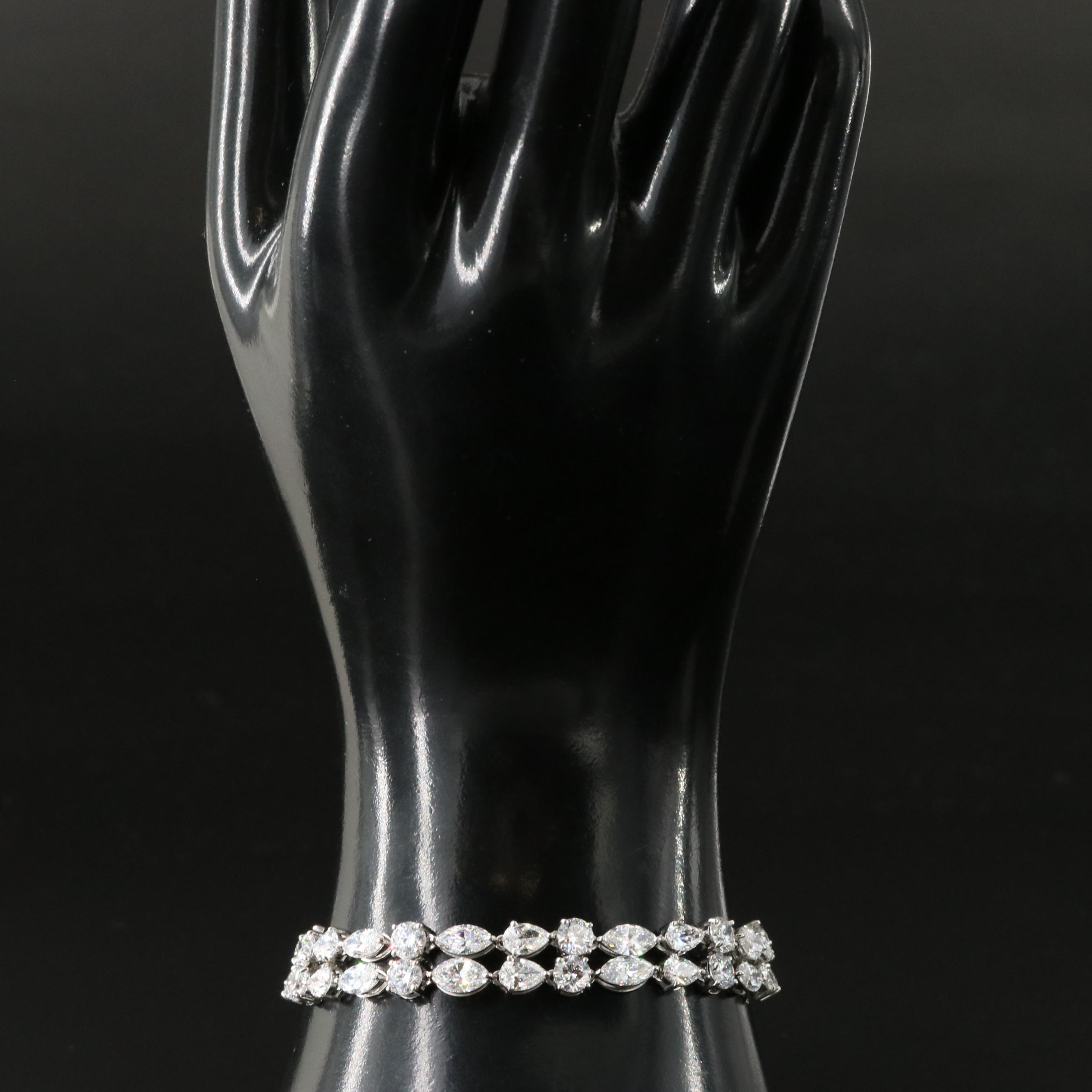 Platinum 18.21 CTW Lab Grown Diamond Double Row Bracelet