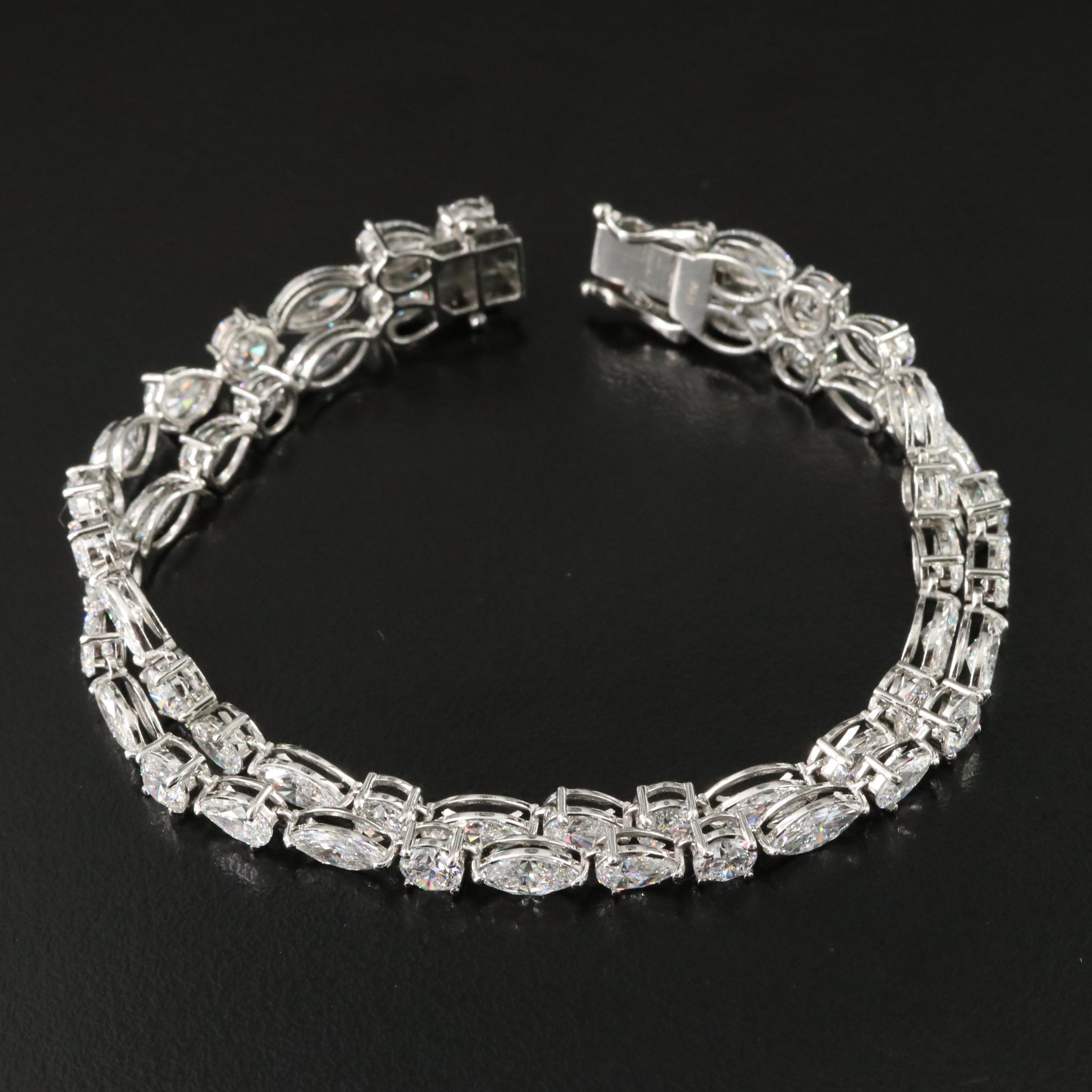 Platinum 18.21 CTW Lab Grown Diamond Double Row Bracelet