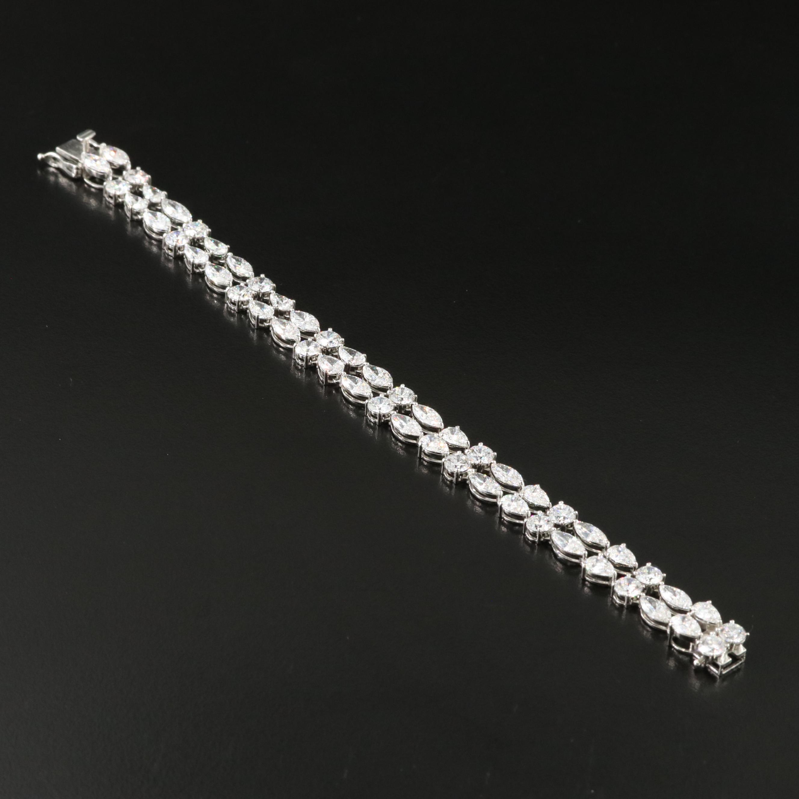 Platinum 18.21 CTW Lab Grown Diamond Double Row Bracelet