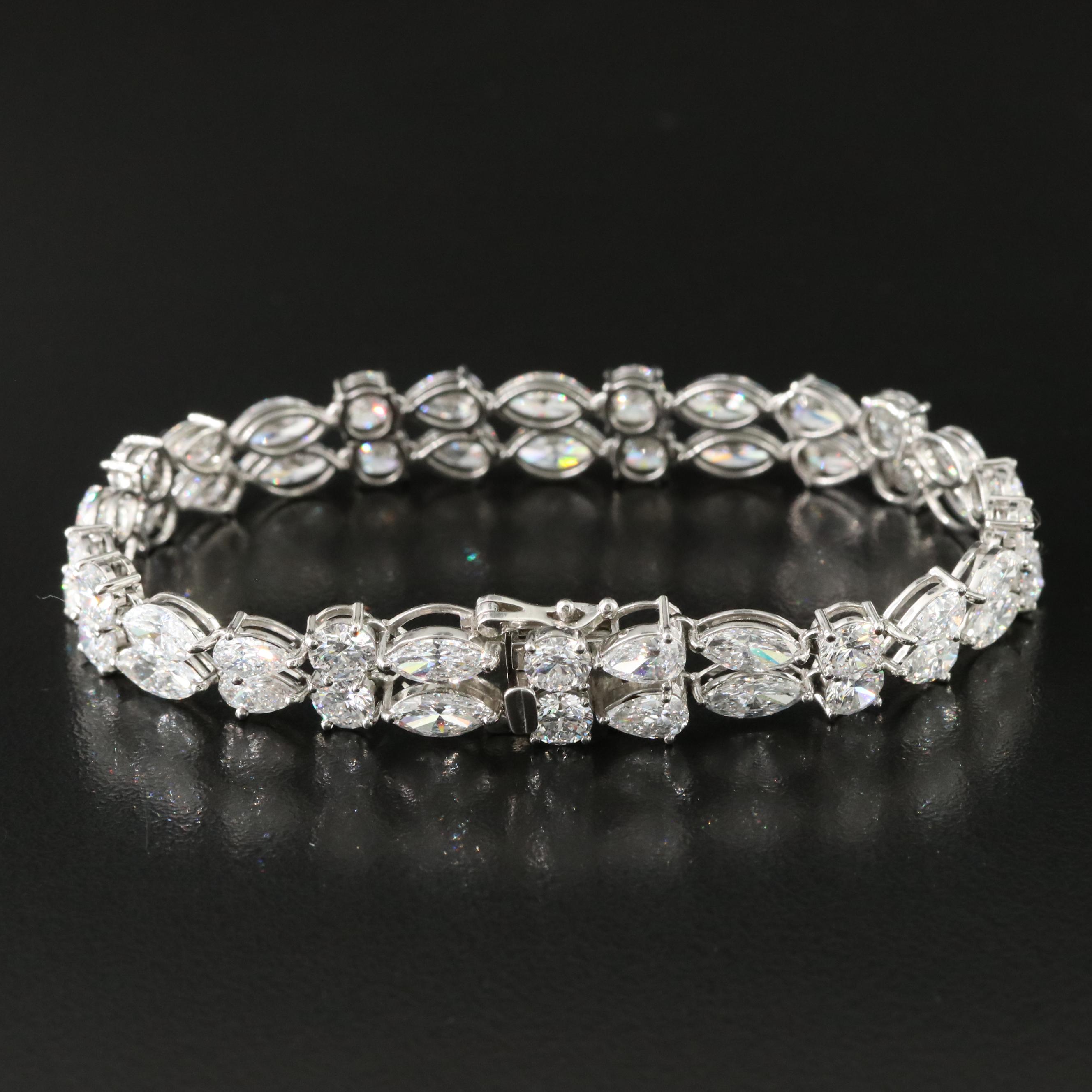 Platinum 18.21 CTW Lab Grown Diamond Double Row Bracelet