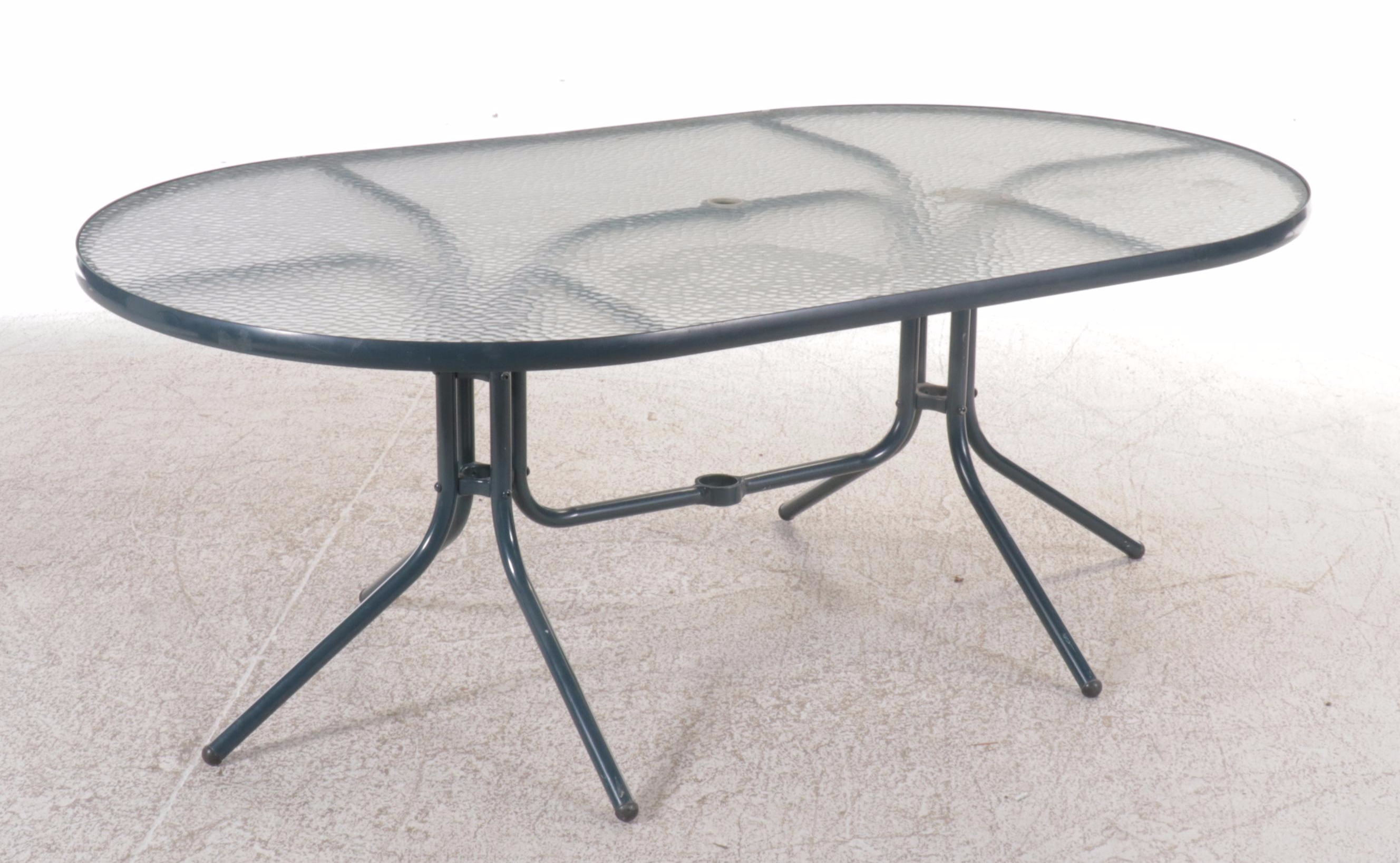 Aluminum Patio Dining Table with Tempered Glass Top