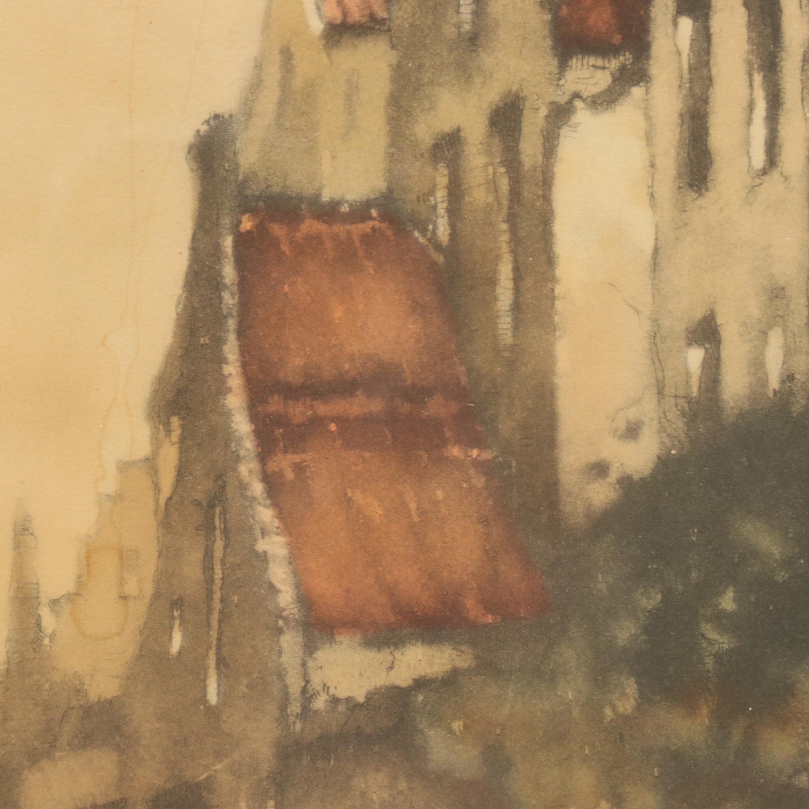 Color Etching of Dutch Canal After Julien Van Santen