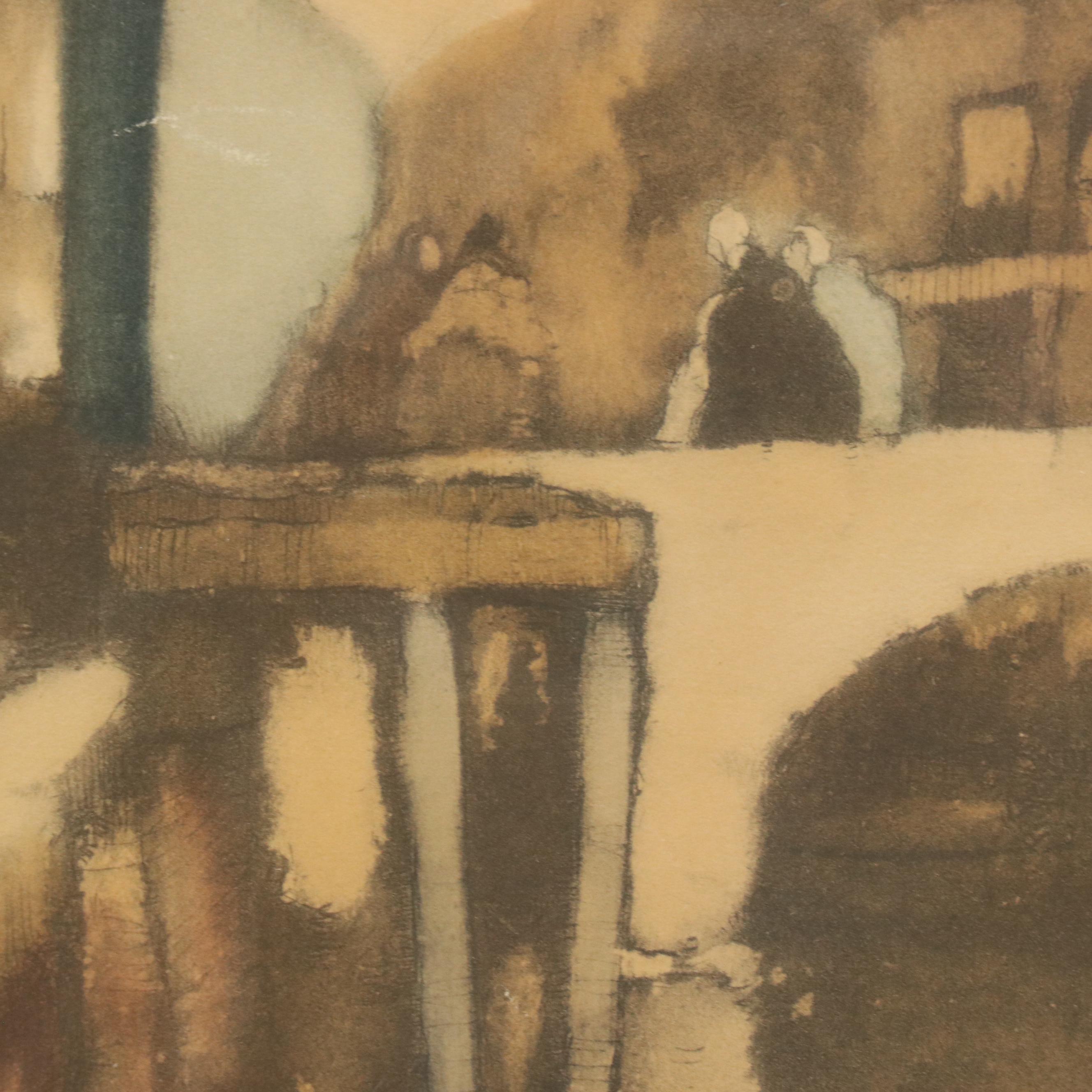 Color Etching of Dutch Canal After Julien Van Santen