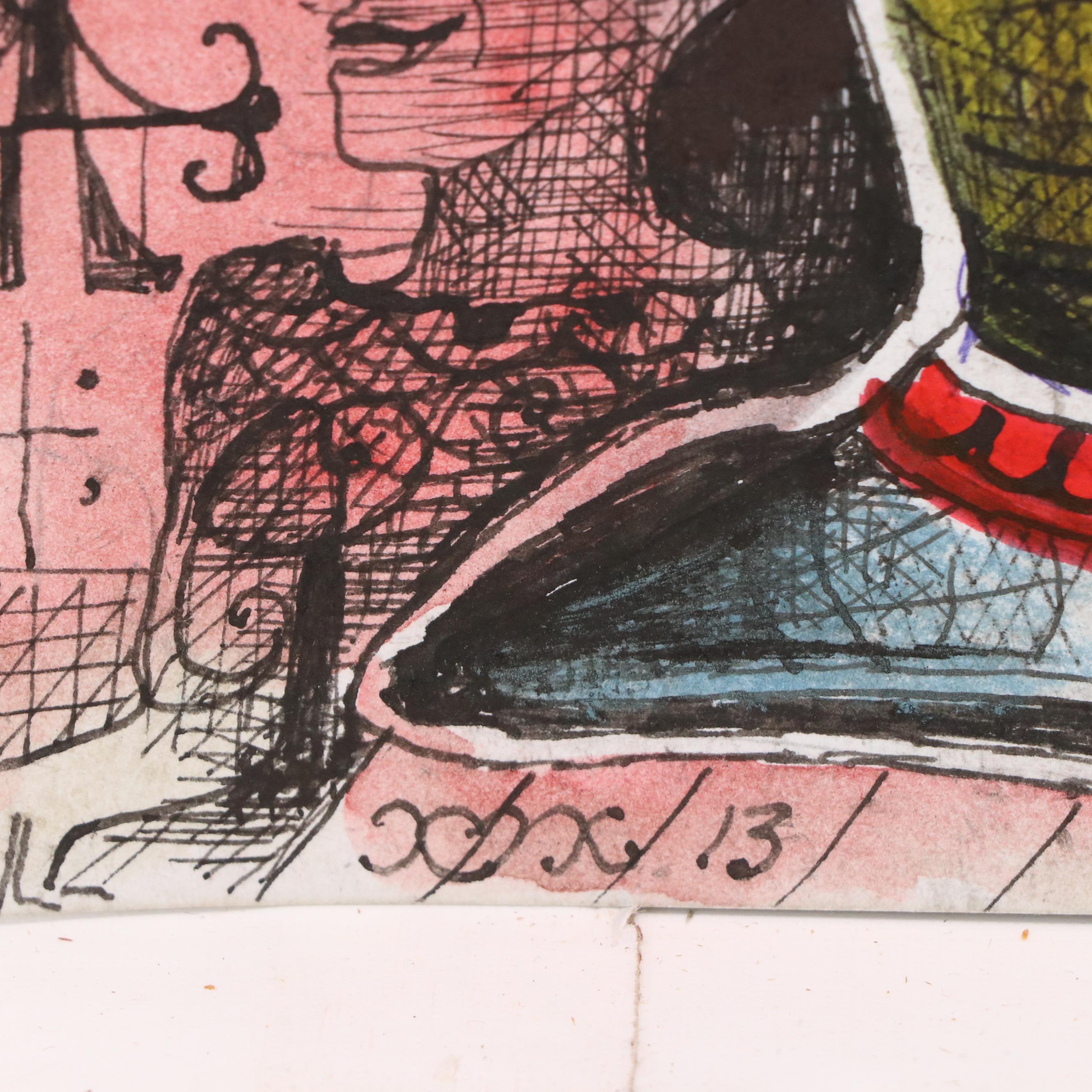 Nikolay "Kuk" Manuylov Figural Surrealist Mixed Media Illustration, 2013