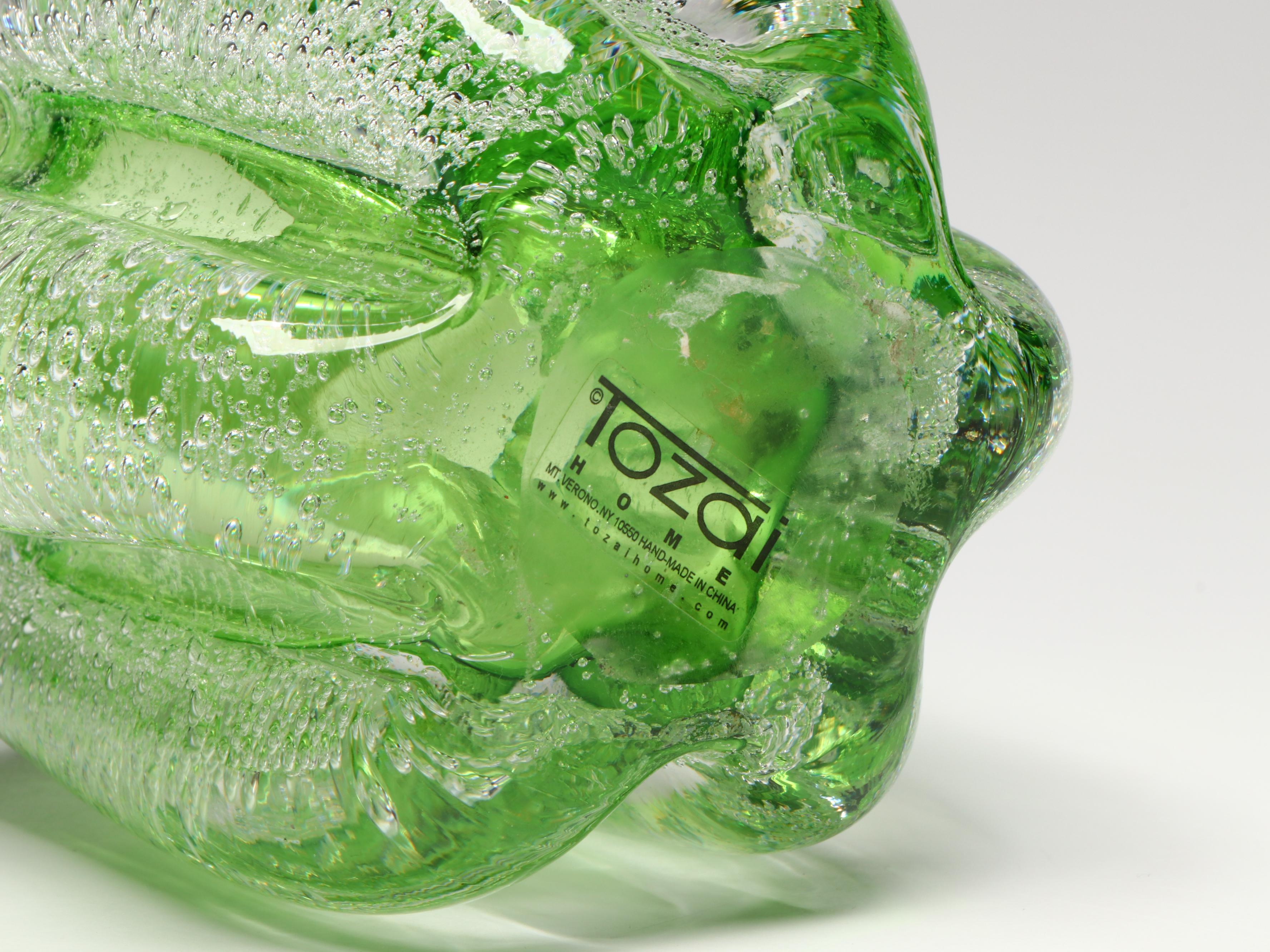 Handblown Orange Glass Bowl with Other Bubble Glass Scalloped Bowl and Vase