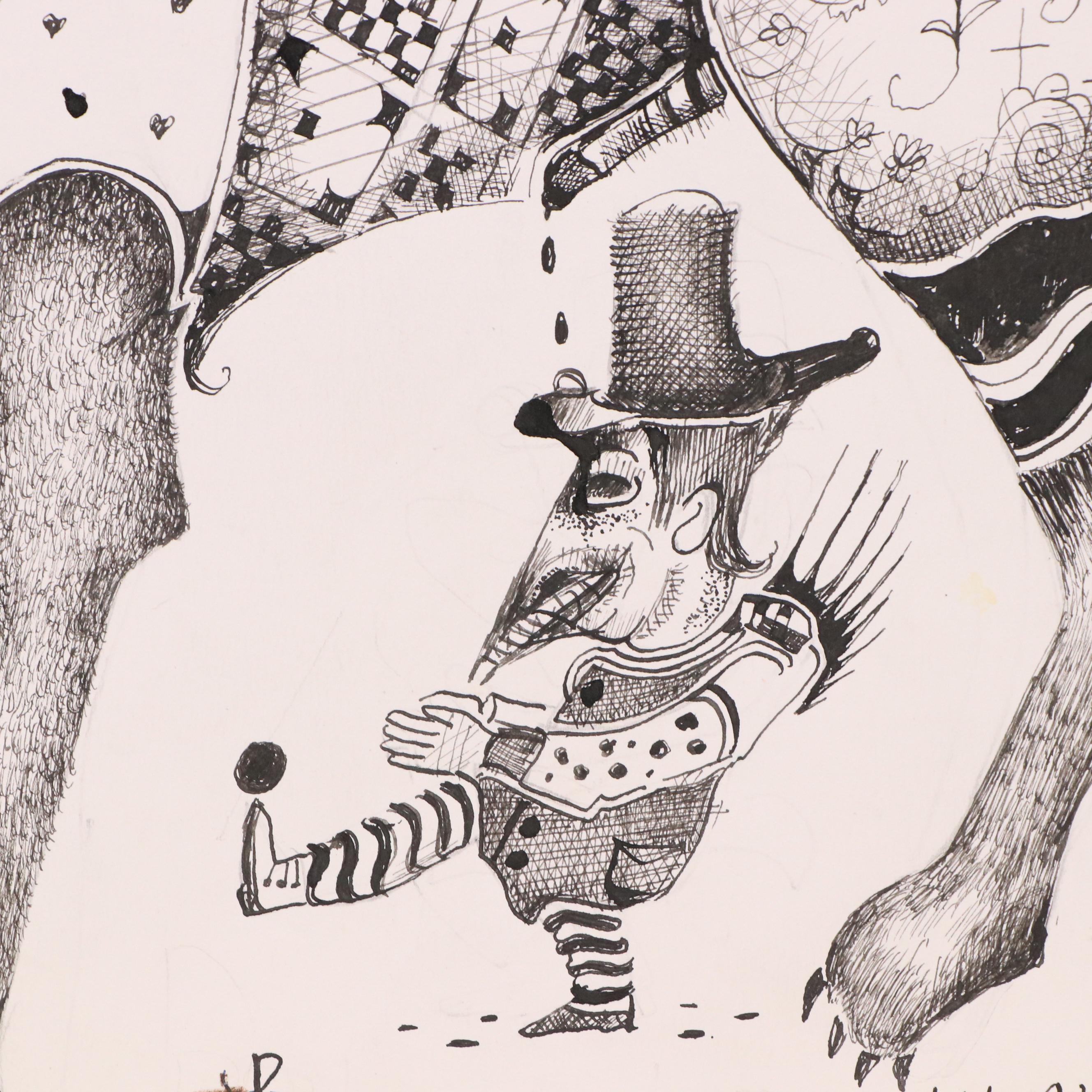 Nikolay "Kuk" Manuylov Surrealist Ink Illustration, 2004