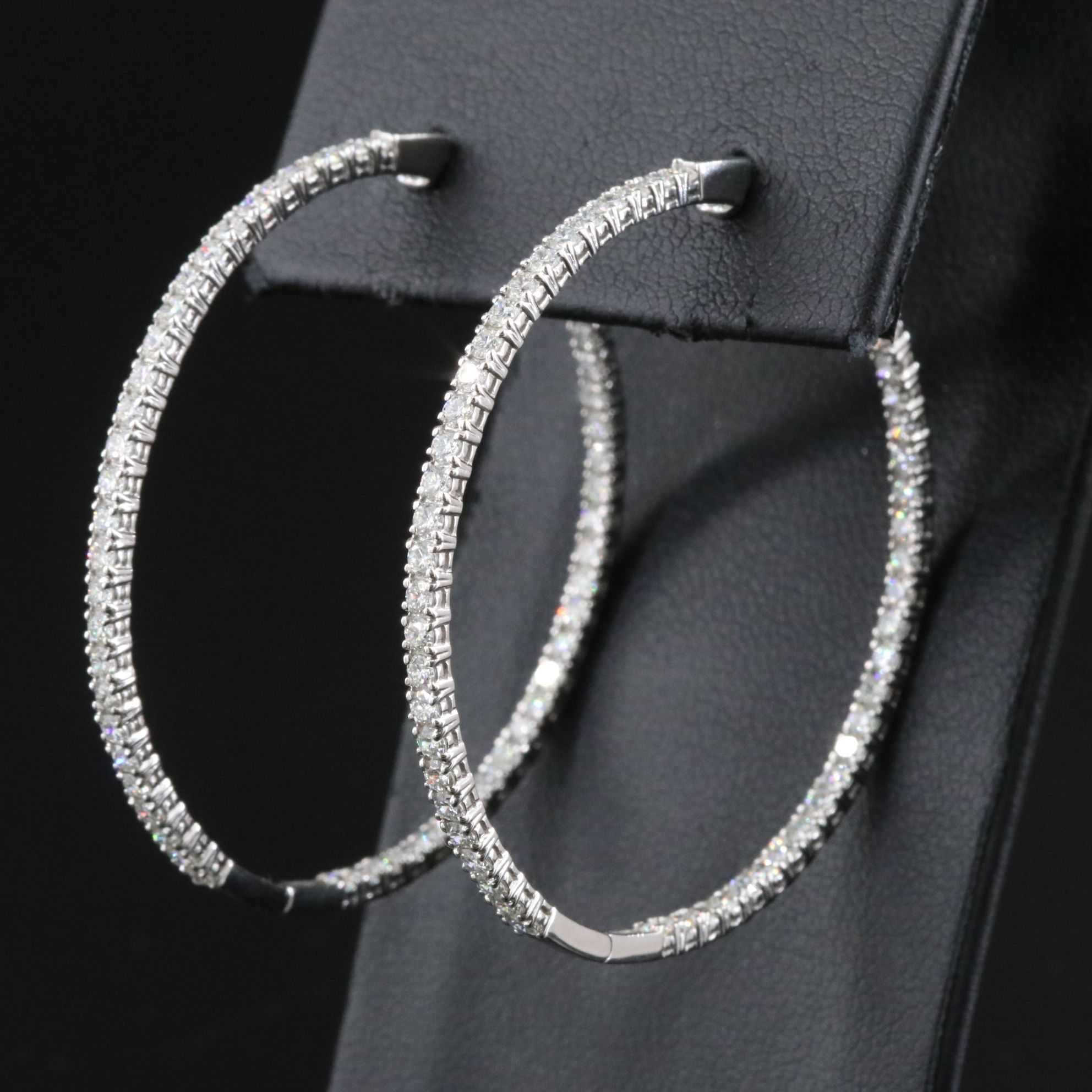 Platinum 2.95 CTW Diamond Inside Out Hoop Earrings