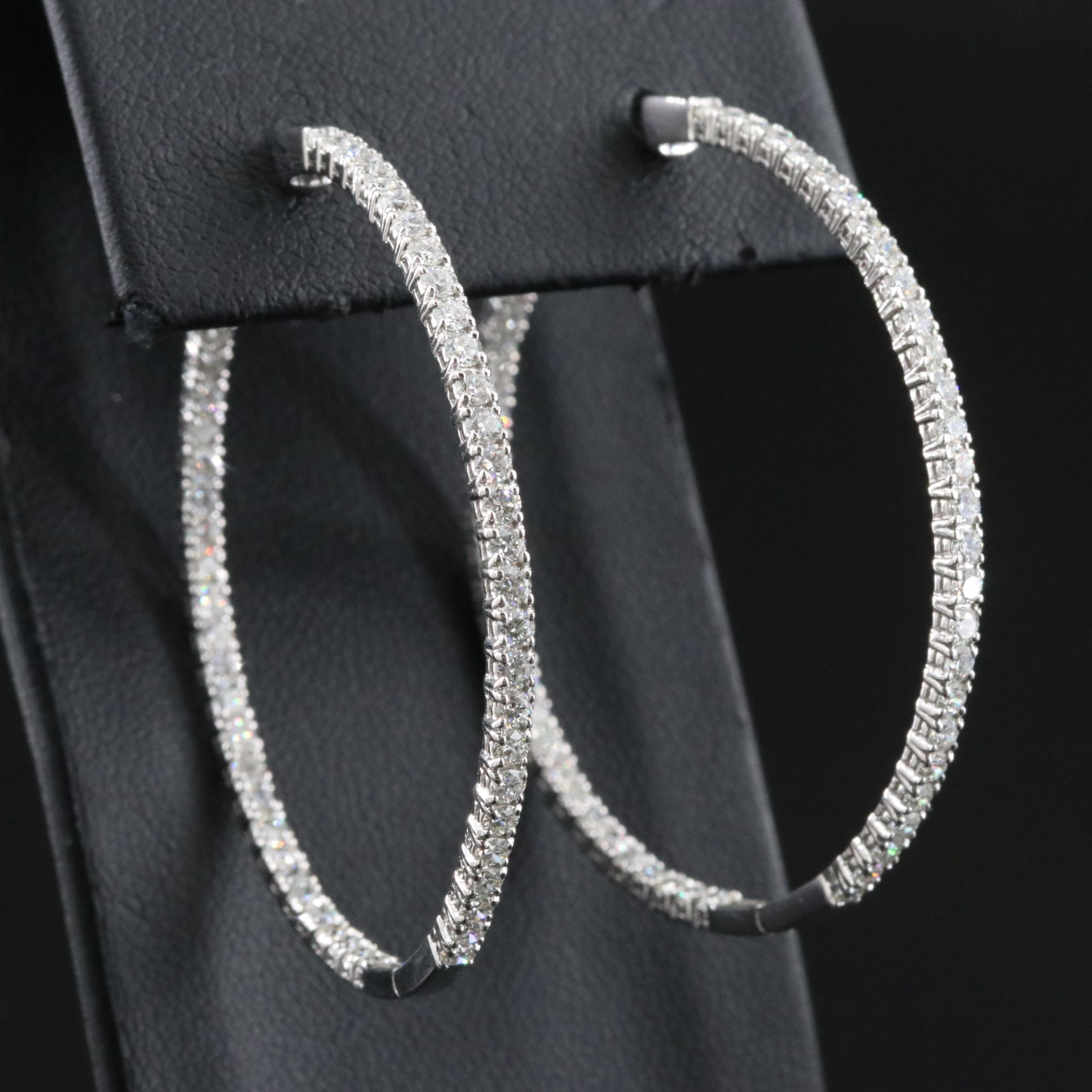 Platinum 2.95 CTW Diamond Inside Out Hoop Earrings