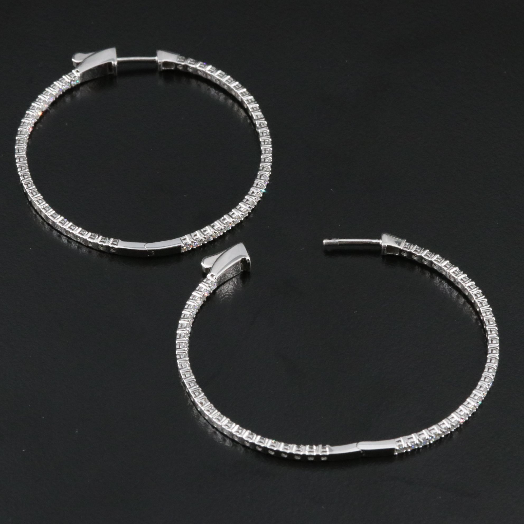 Platinum 2.95 CTW Diamond Inside Out Hoop Earrings