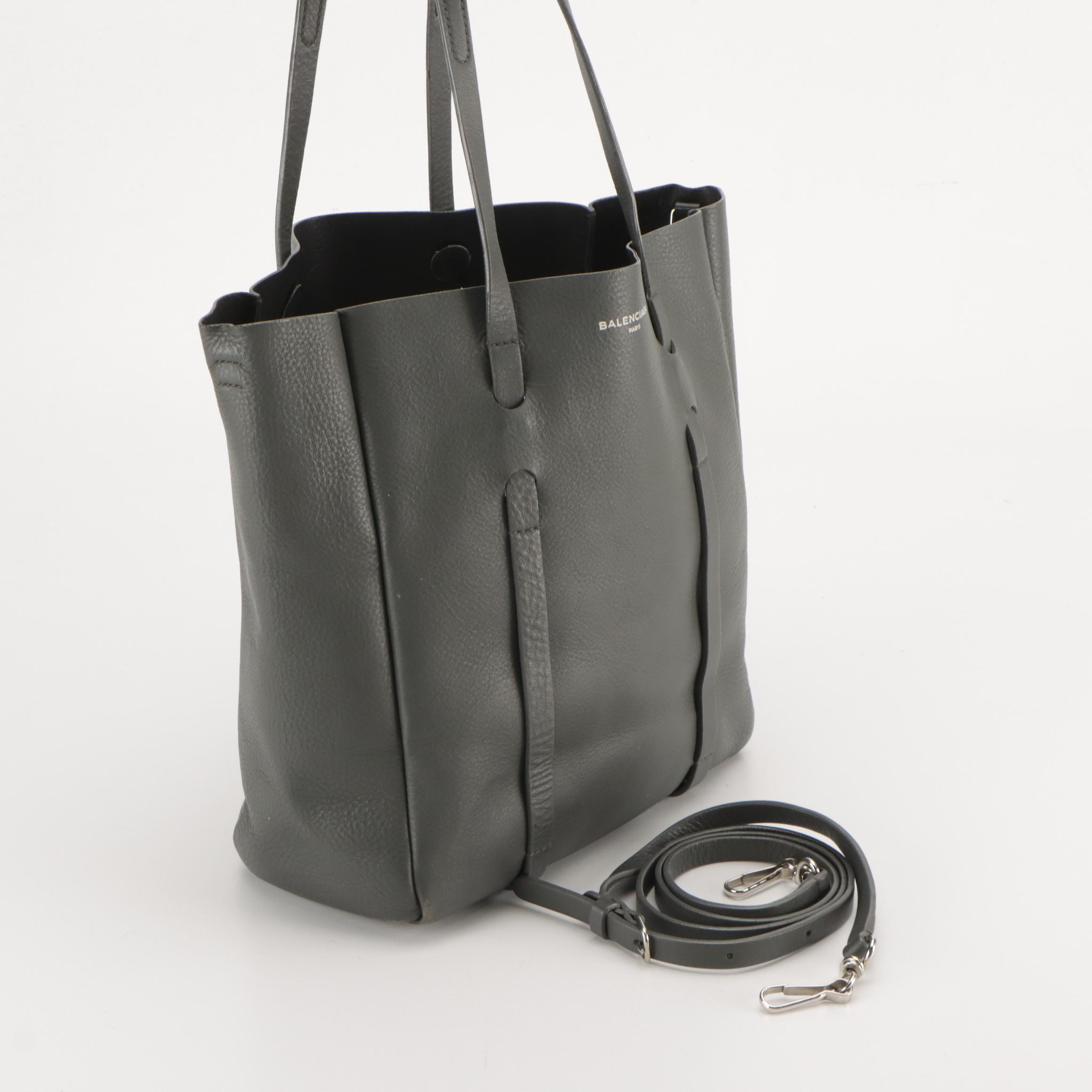 Balenciaga XS Everyday Two-Way Tote in Cool Grey and Black Calfskin Leather