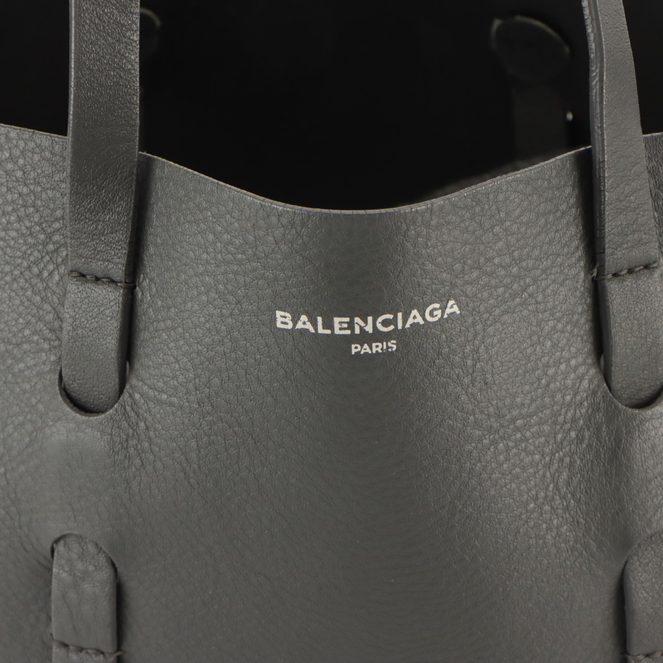 Balenciaga XS Everyday Two-Way Tote in Cool Grey and Black Calfskin Leather