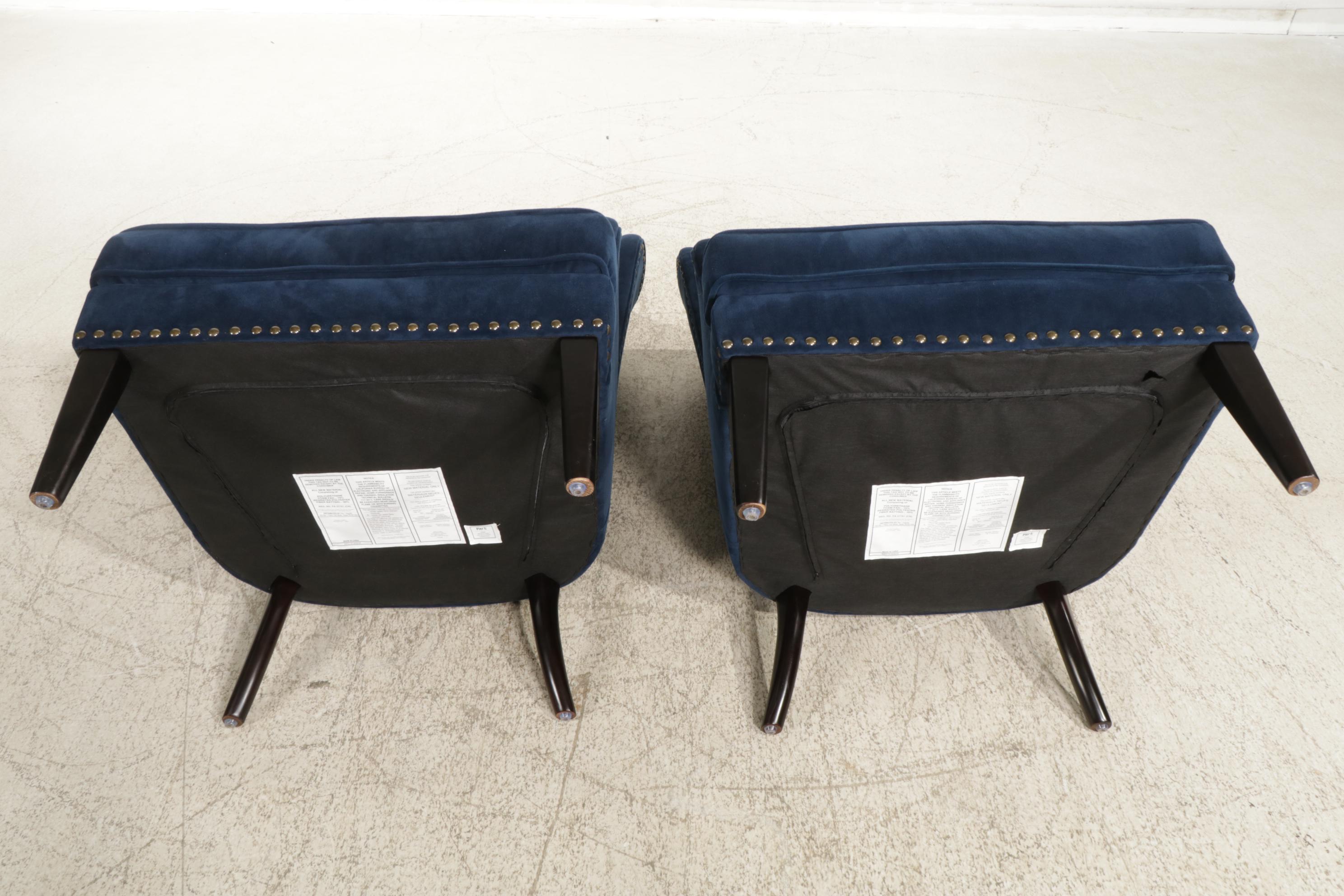 Pier 1 "Asher" Wingback Armchairs with Nail Head Trim,  Pair, 21st Century