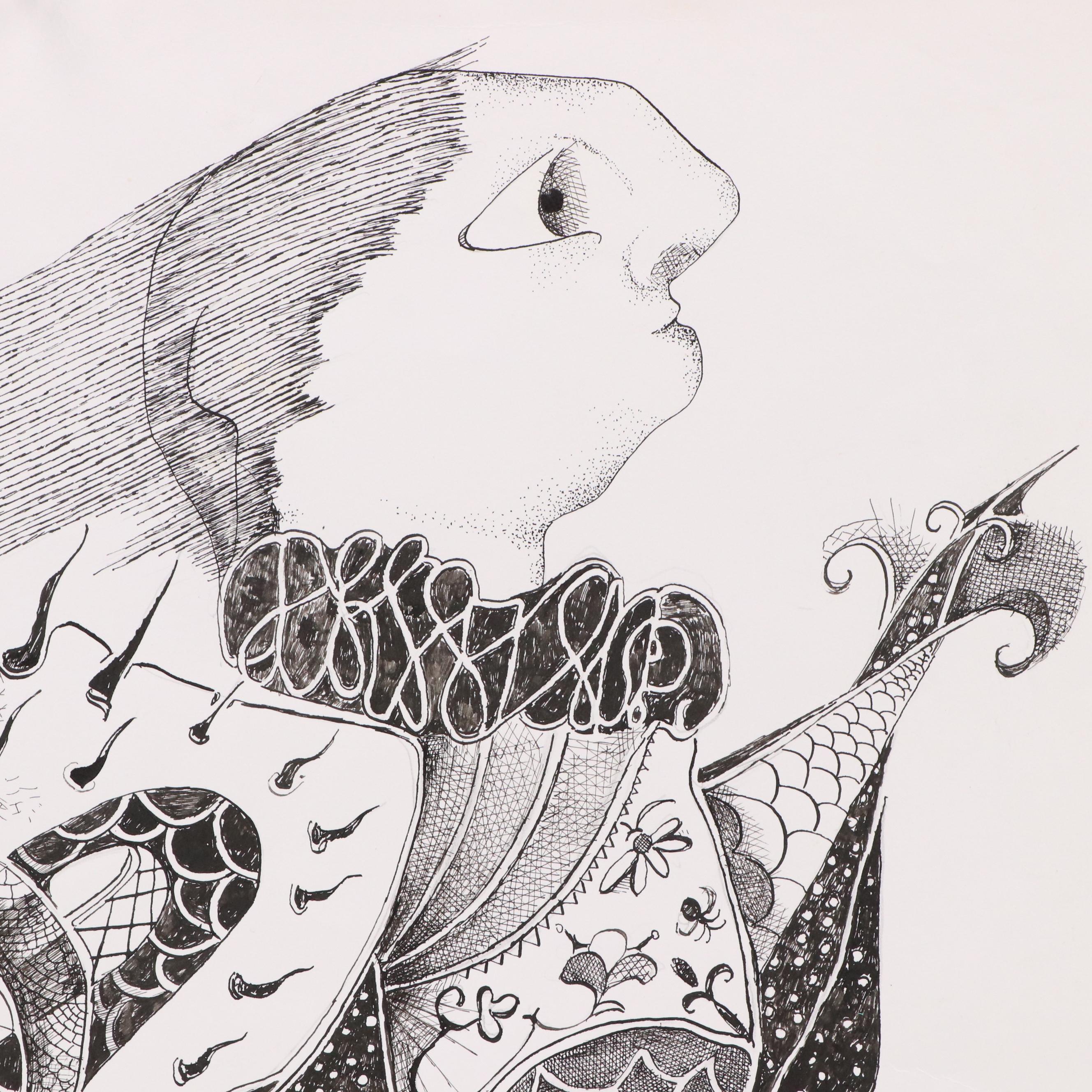 Nikolay "Kuk" Manuylov Surrealist Ink Illustration, 21st Century