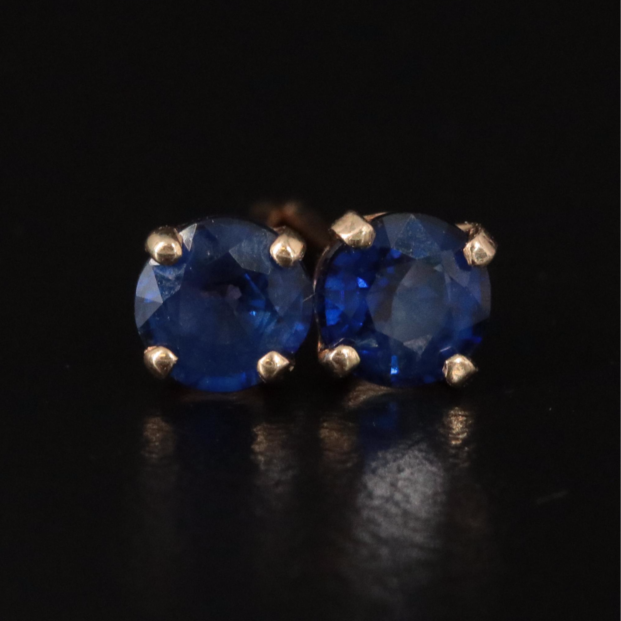 14K Sapphire Solitaire Earrings