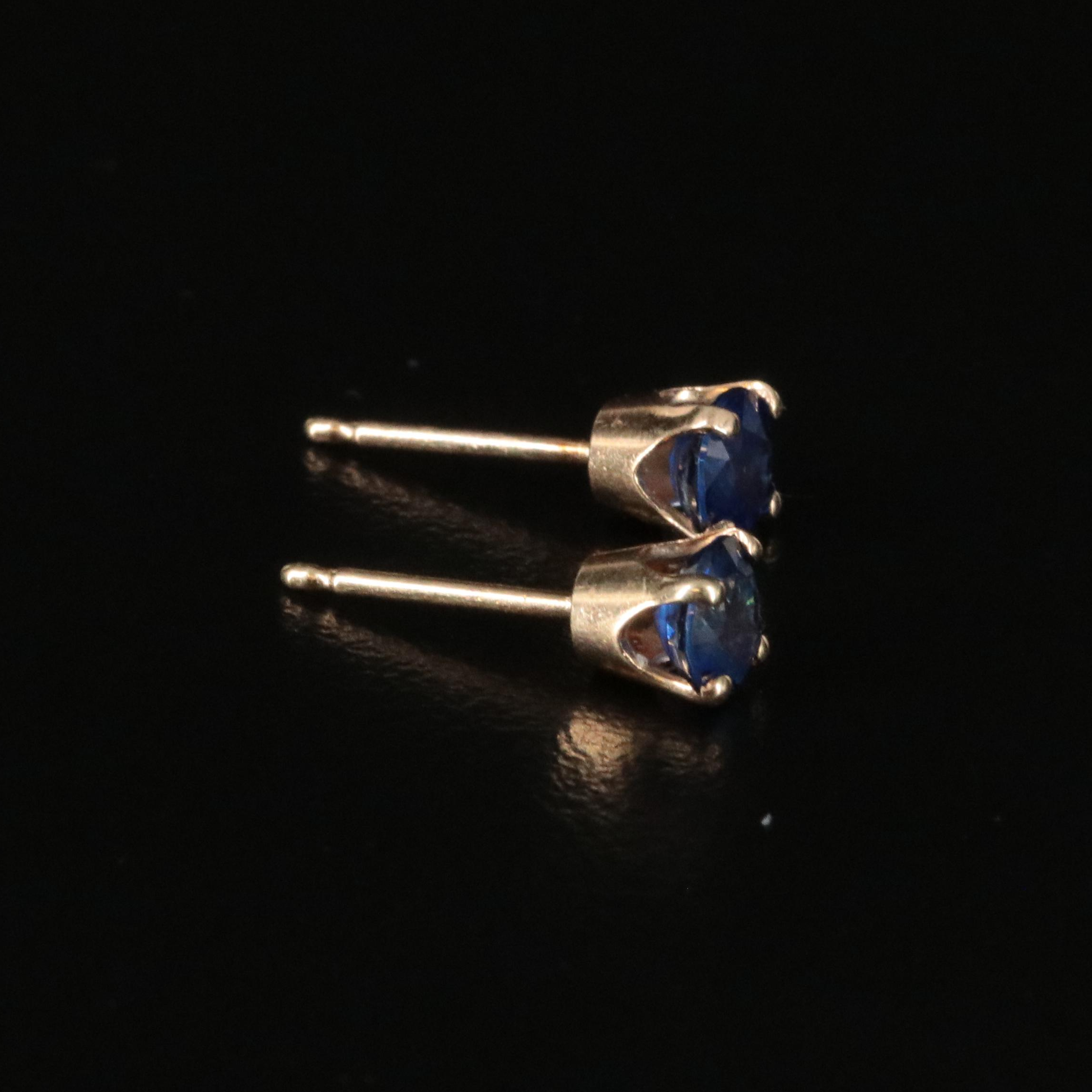 14K Sapphire Solitaire Earrings
