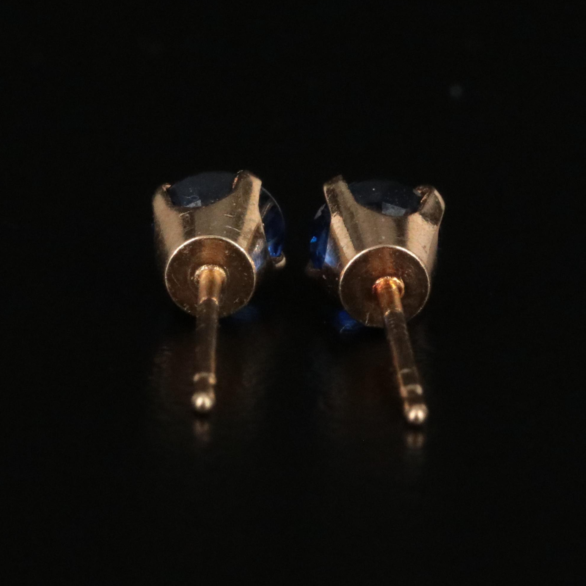 14K Sapphire Solitaire Earrings