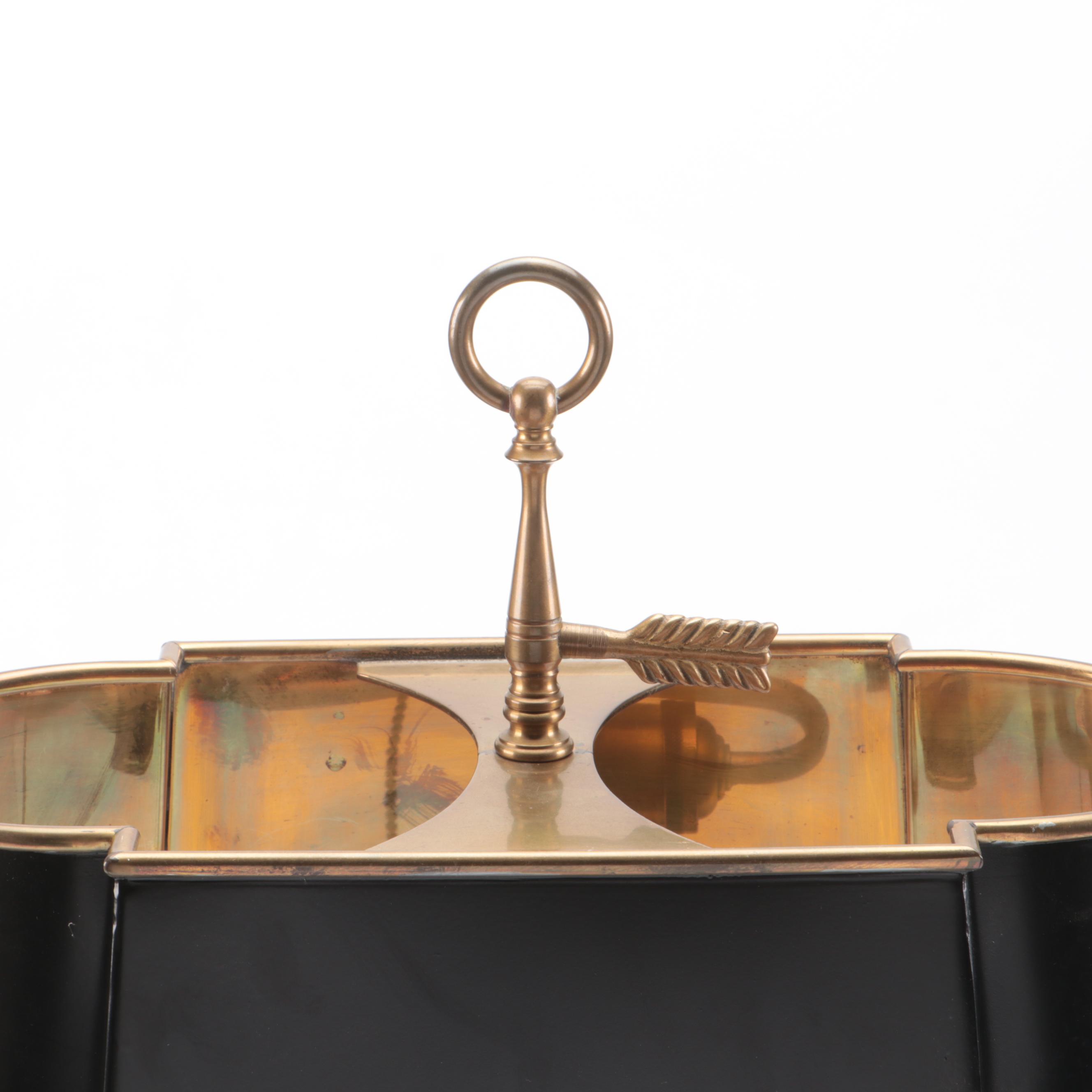 Wildwood Lamps Brass Two-Candle Bouillotte Table Lamp with Black Tole Shade