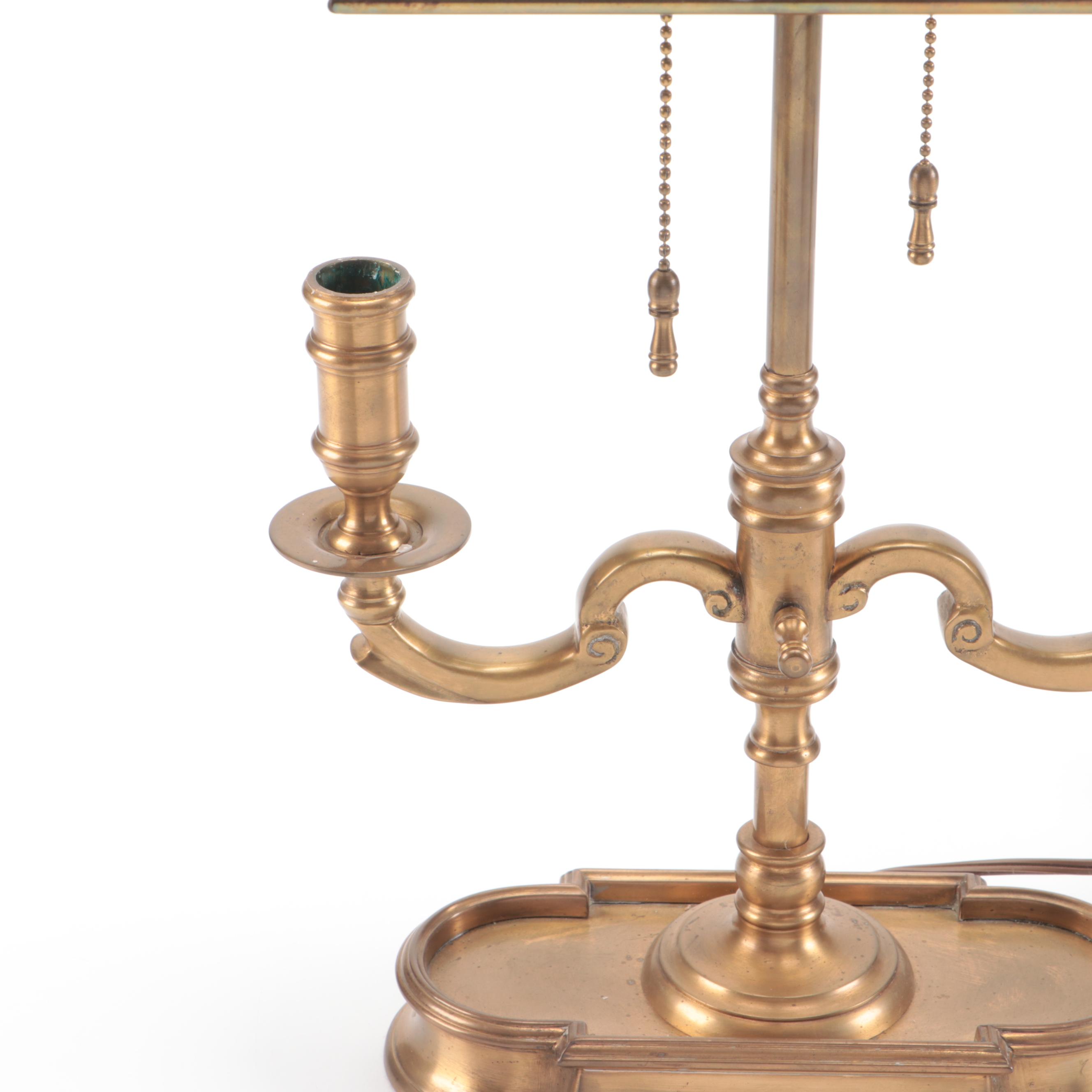 Wildwood Lamps Brass Two-Candle Bouillotte Table Lamp with Black Tole Shade