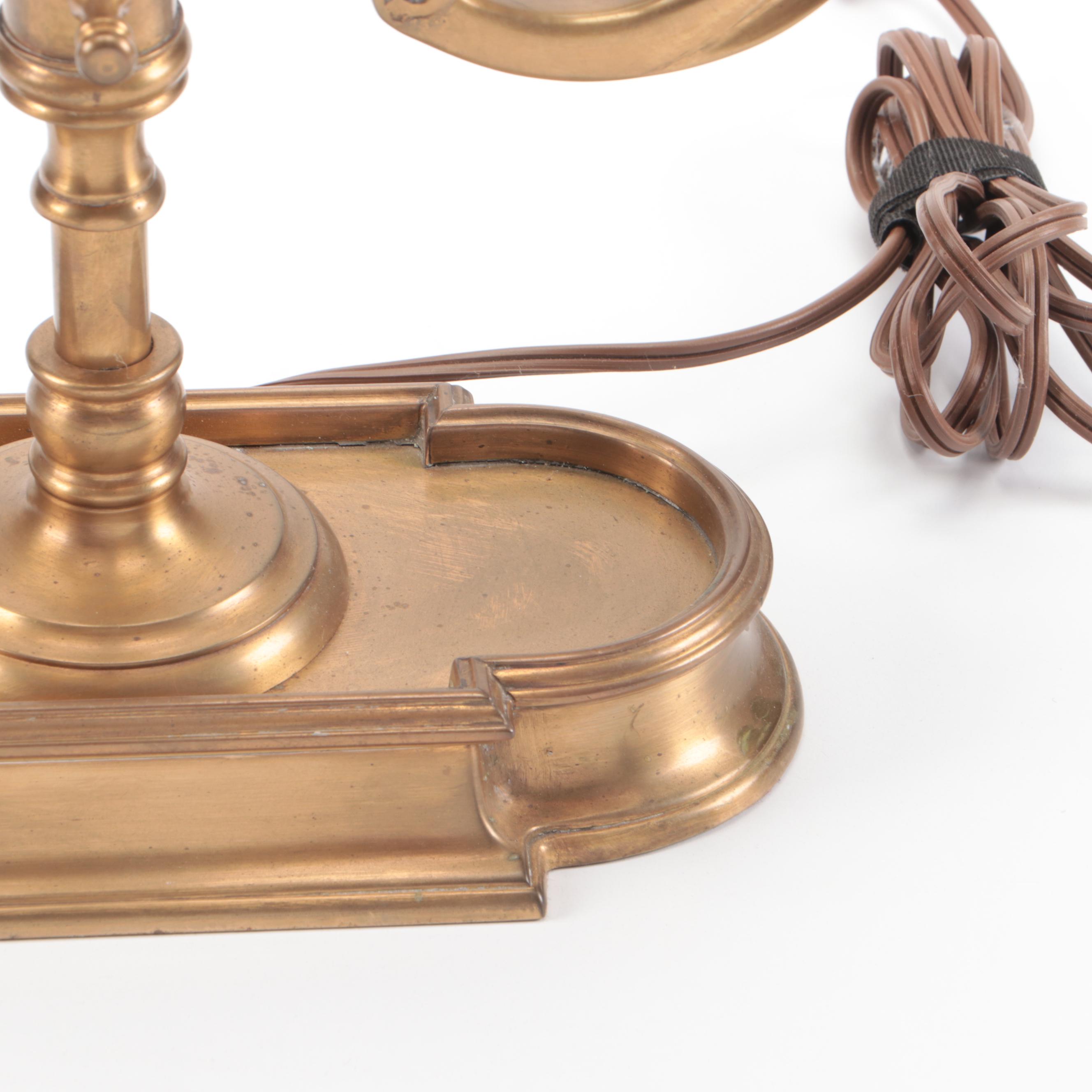 Wildwood Lamps Brass Two-Candle Bouillotte Table Lamp with Black Tole Shade