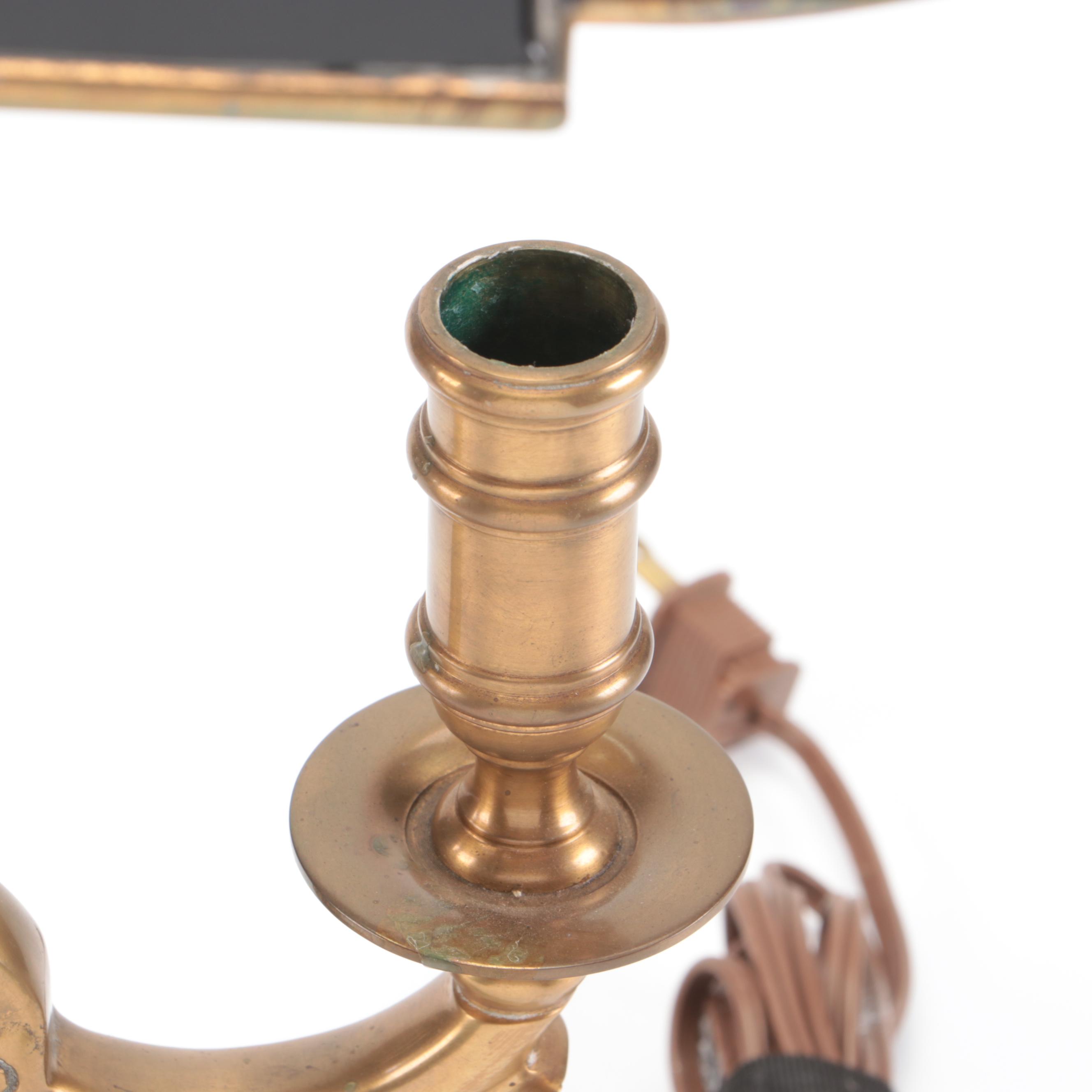 Wildwood Lamps Brass Two-Candle Bouillotte Table Lamp with Black Tole Shade