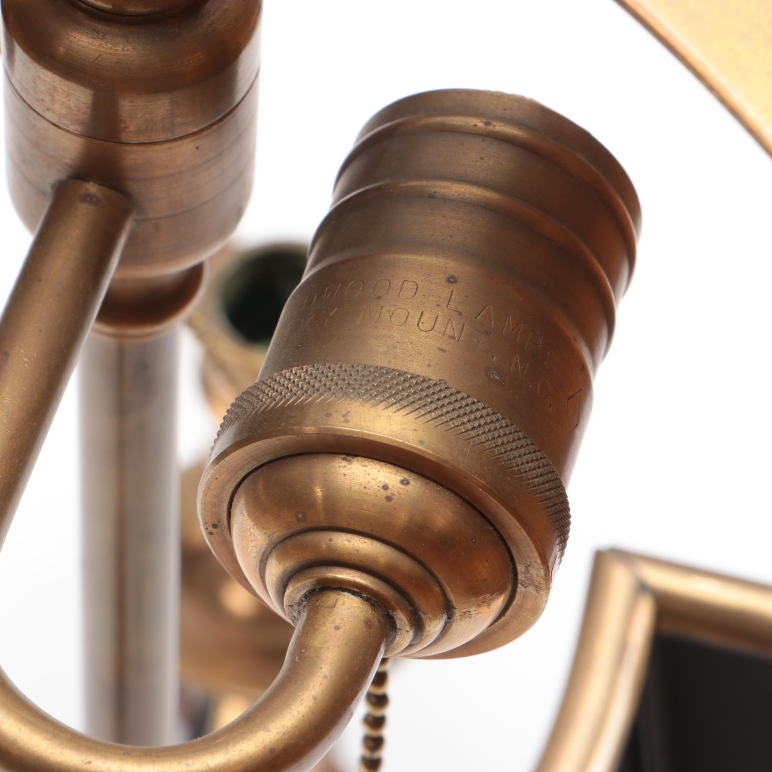 Wildwood Lamps Brass Two-Candle Bouillotte Table Lamp with Black Tole Shade