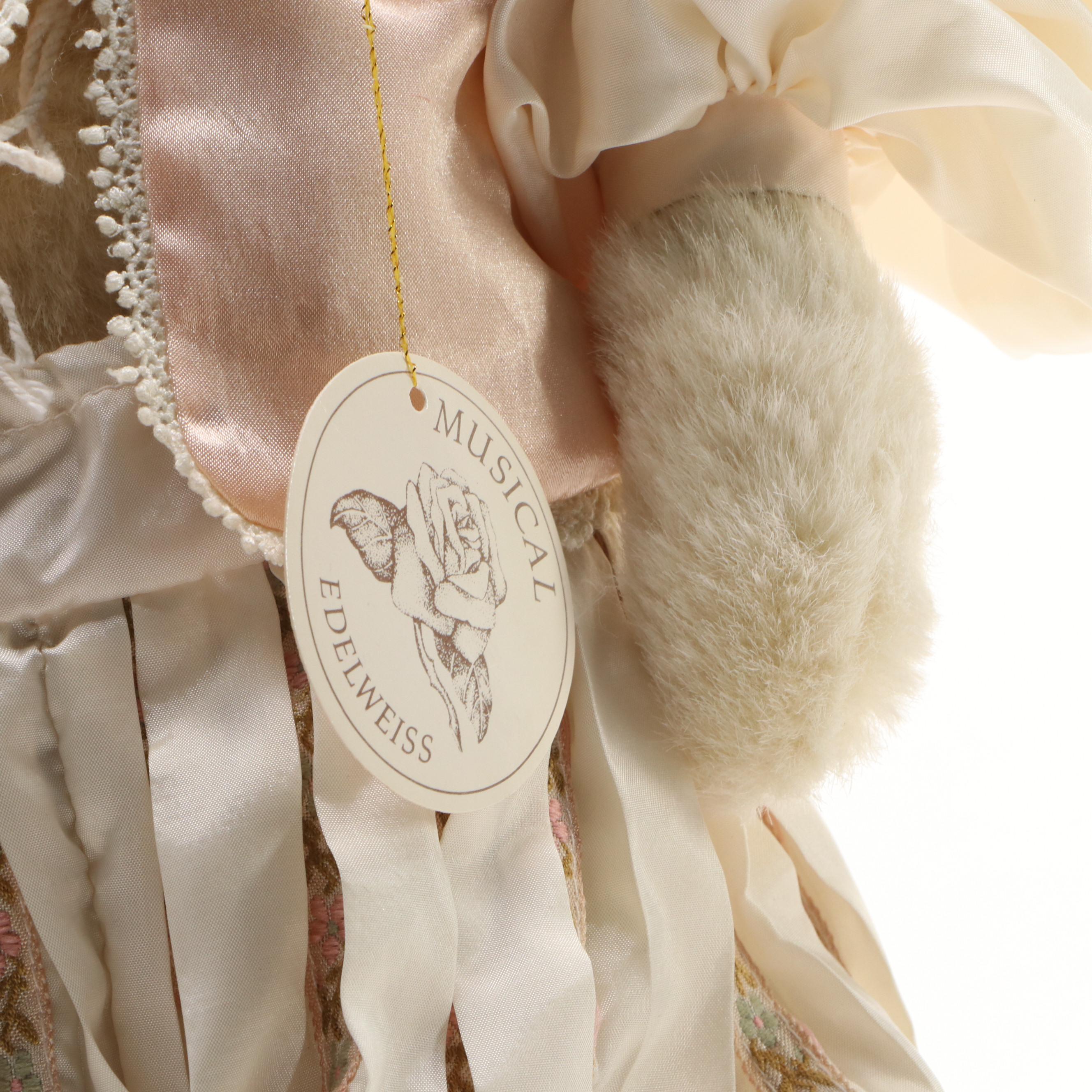 Wendy Brent "Love and Roses Dolls" Edelweiss Music Box Plush Rabbit
