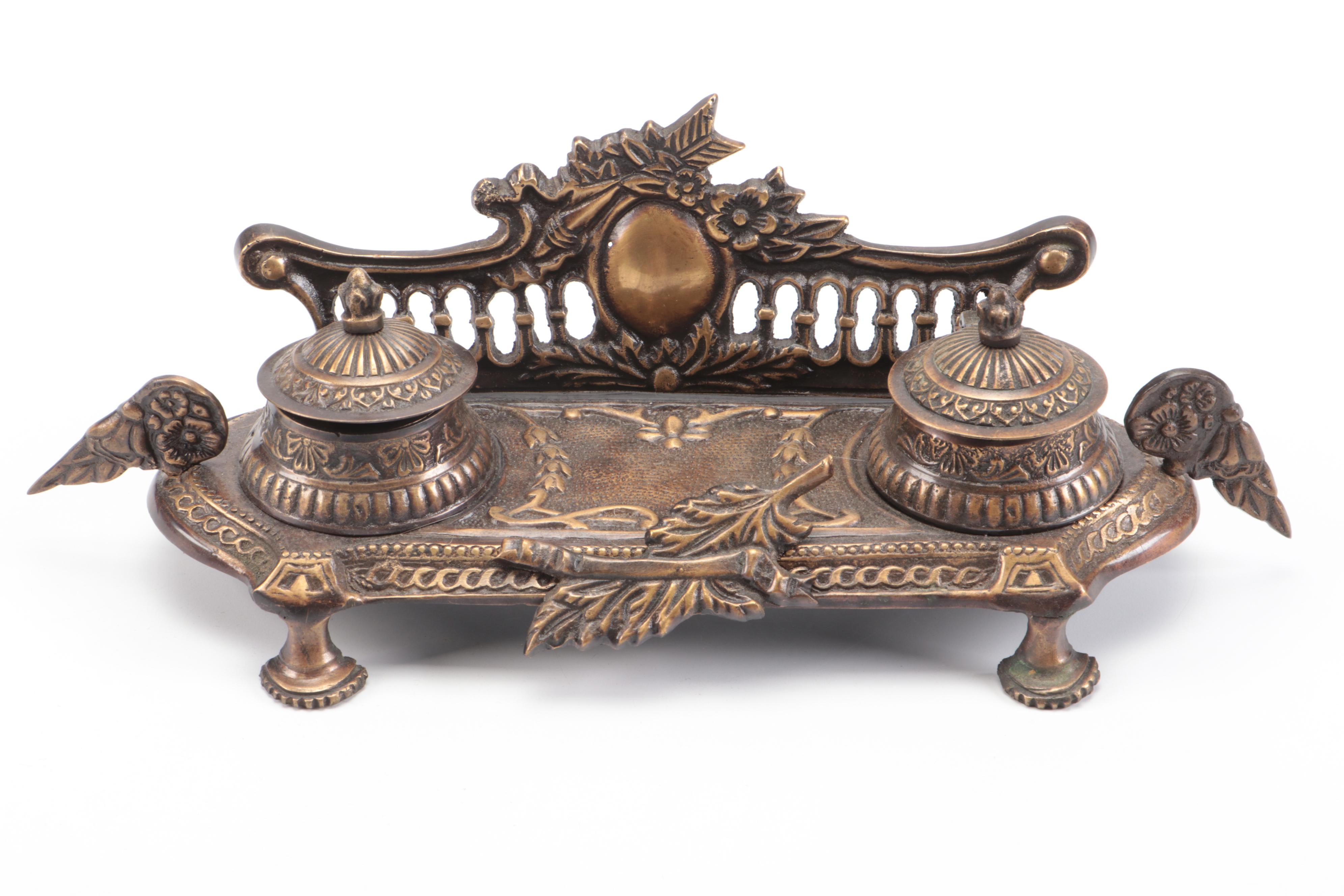 Silver Plate Double Inkwells