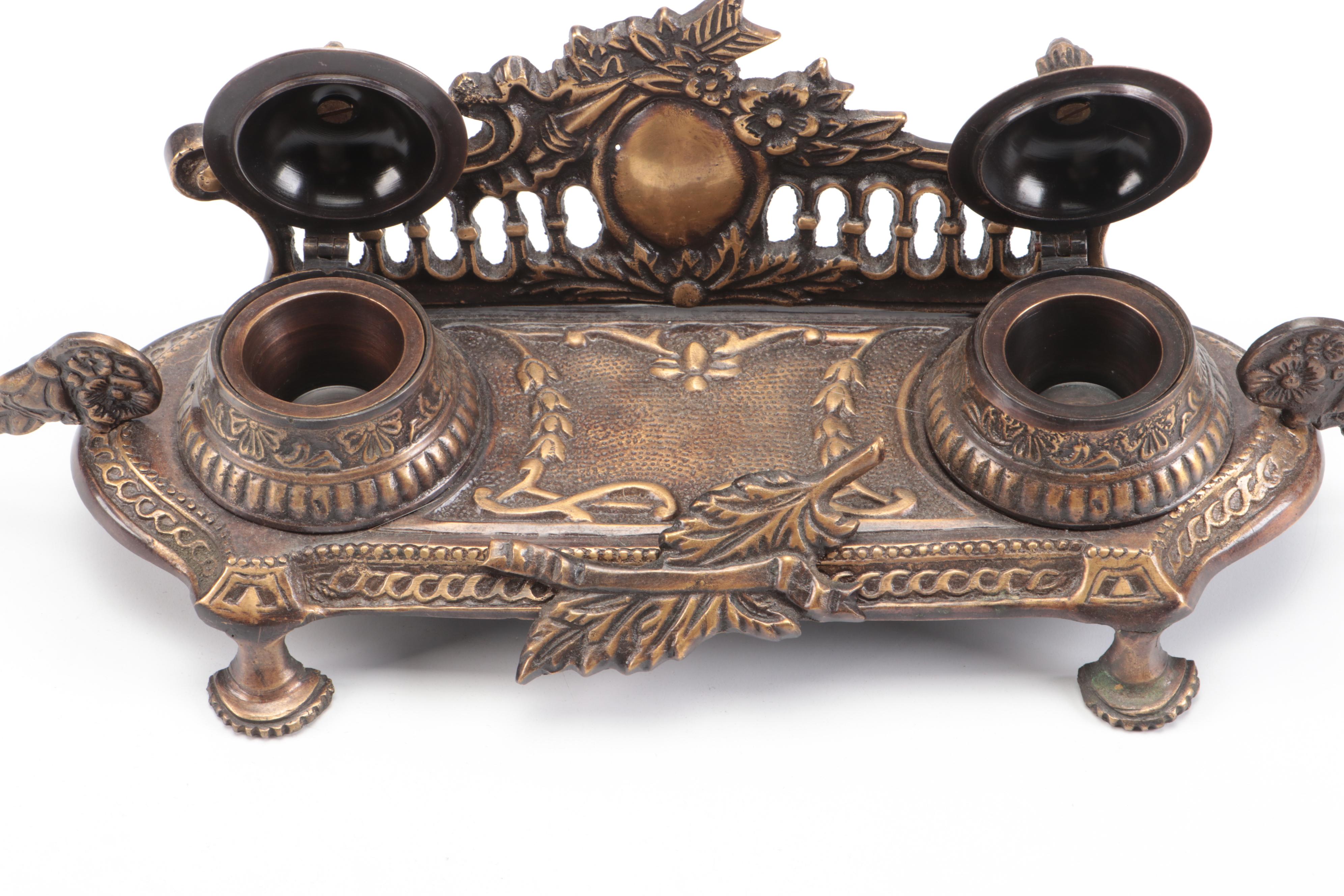 Silver Plate Double Inkwells