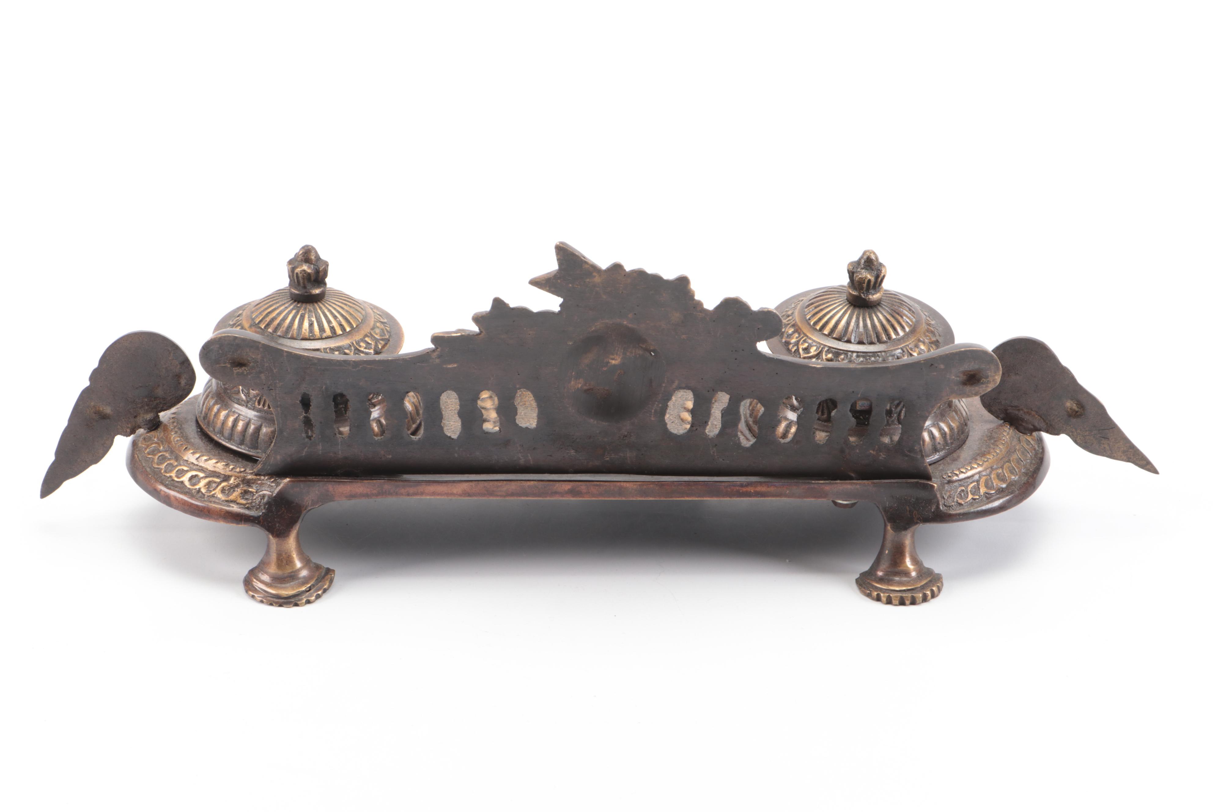 Silver Plate Double Inkwells