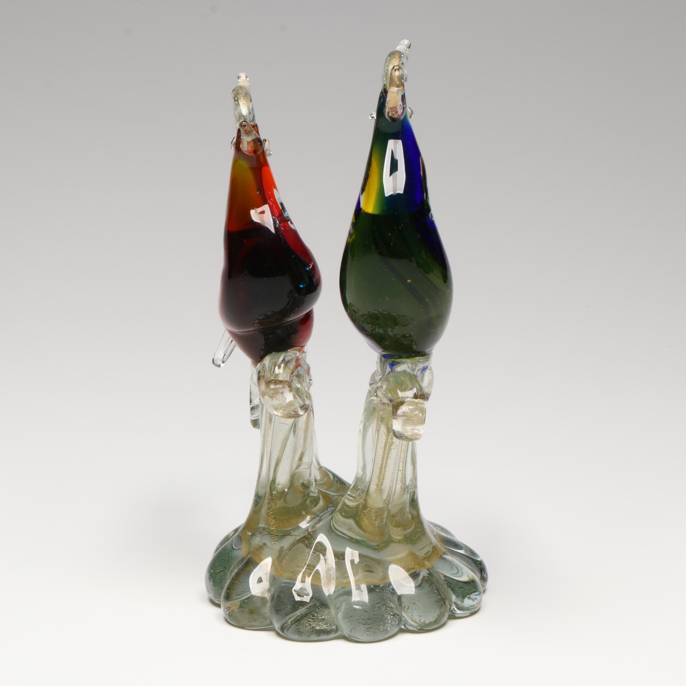 Murano Style Bird Art Glass Sculpture