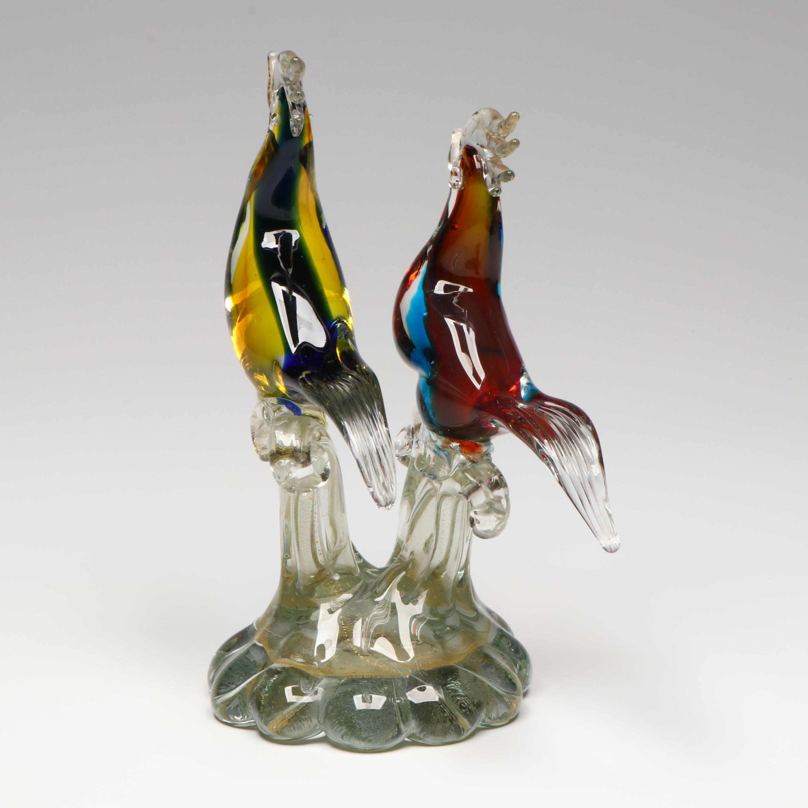 Murano Style Bird Art Glass Sculpture