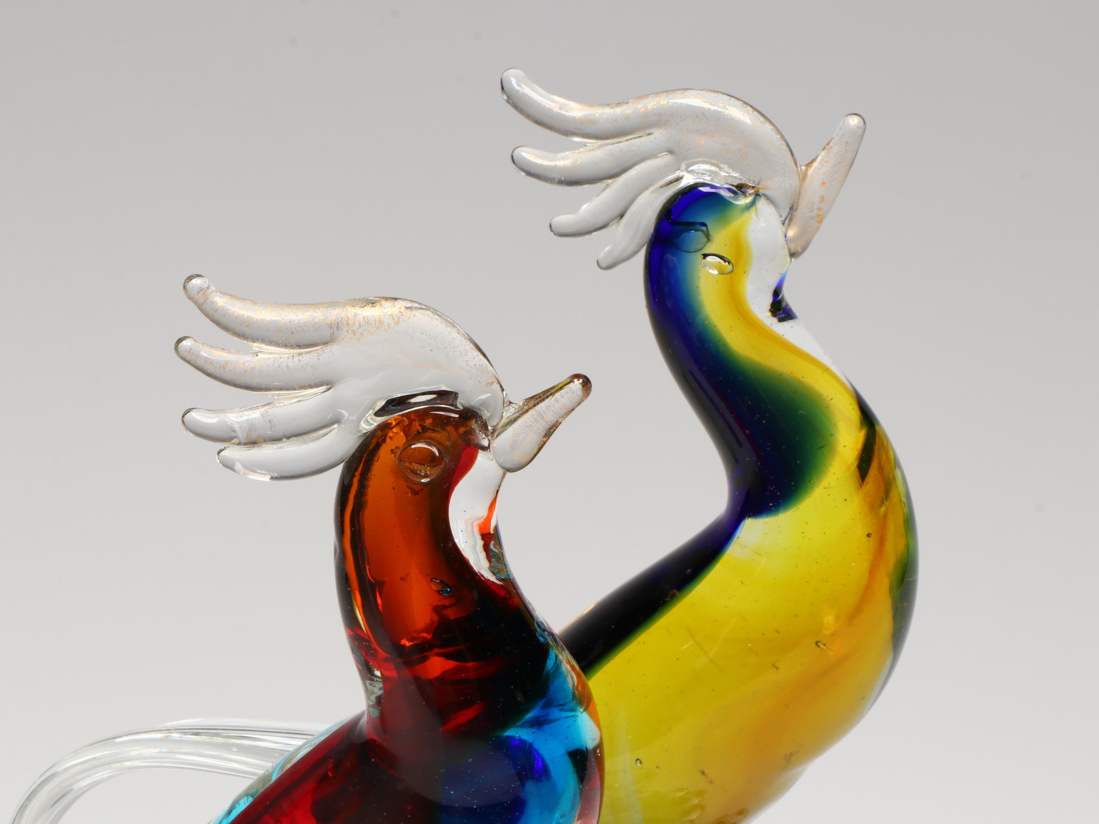 Murano Style Bird Art Glass Sculpture